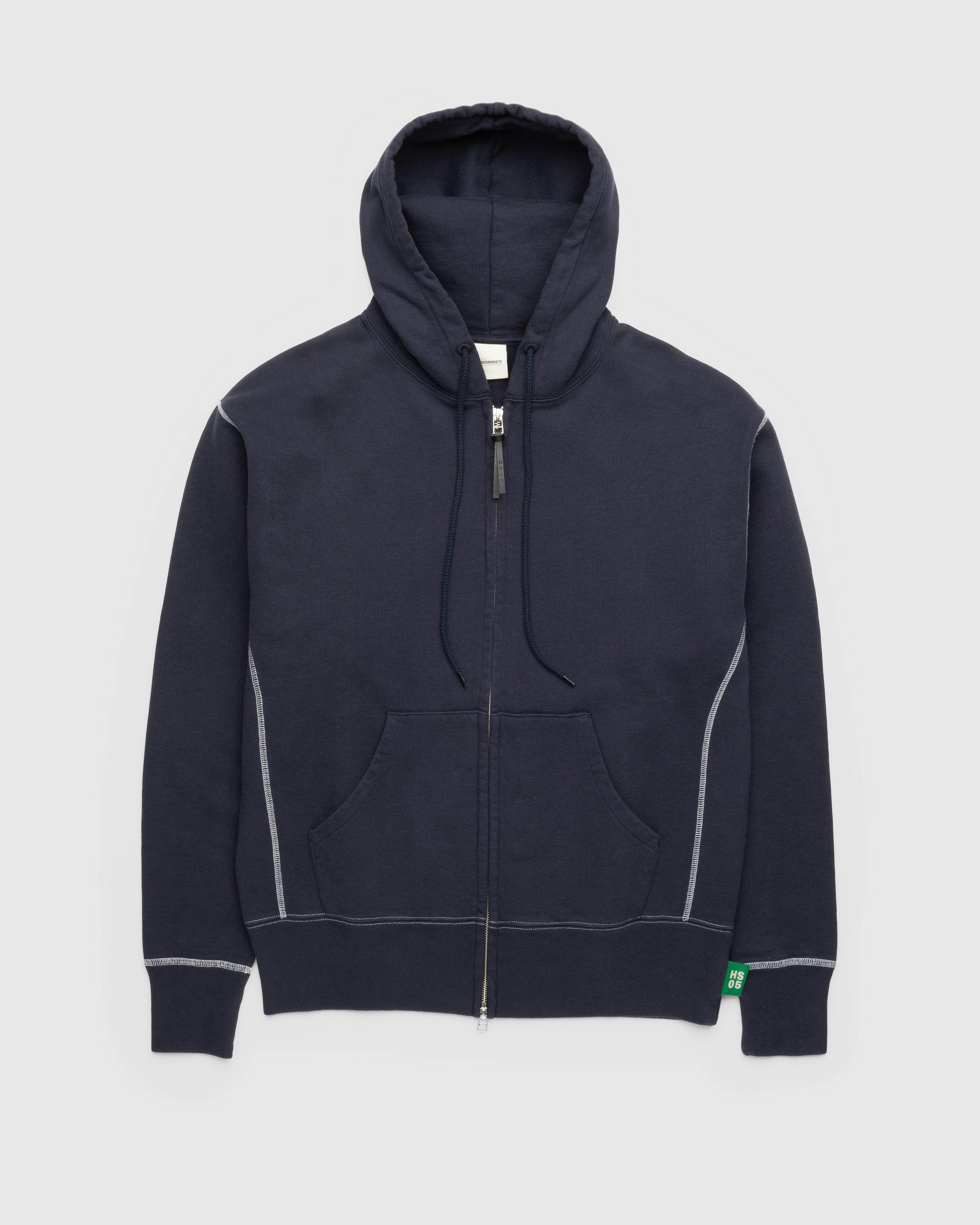 Highsnobiety - Contrast Stitch Zip Fleece Hoodie Navy - Clothing - Blue - Image 1