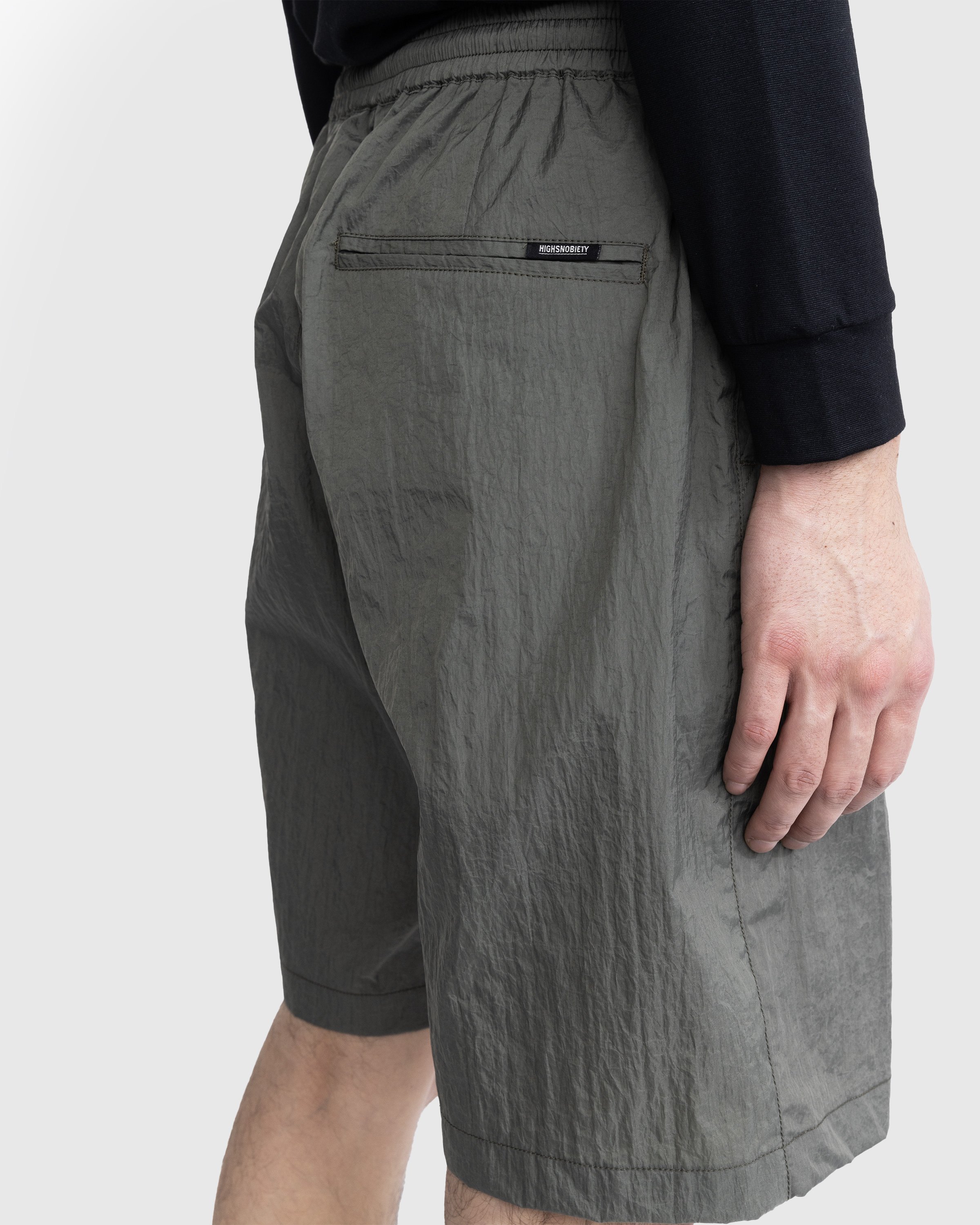 Highsnobiety - Texture Nylon Mid Length Elastic Shorts Grey - Clothing - Grey - Image 5