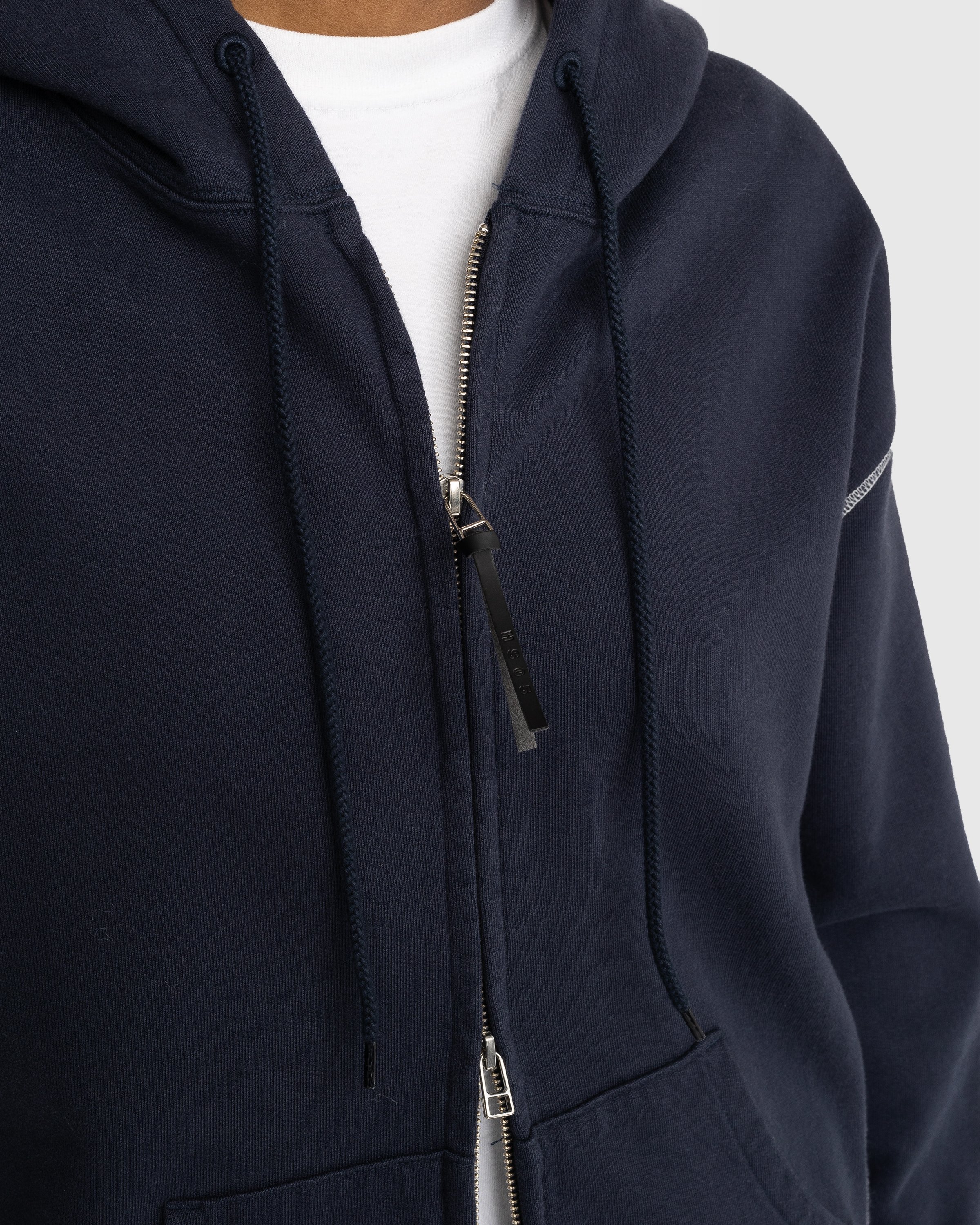 Highsnobiety - Contrast Stitch Zip Fleece Hoodie Navy - Clothing - Blue - Image 6