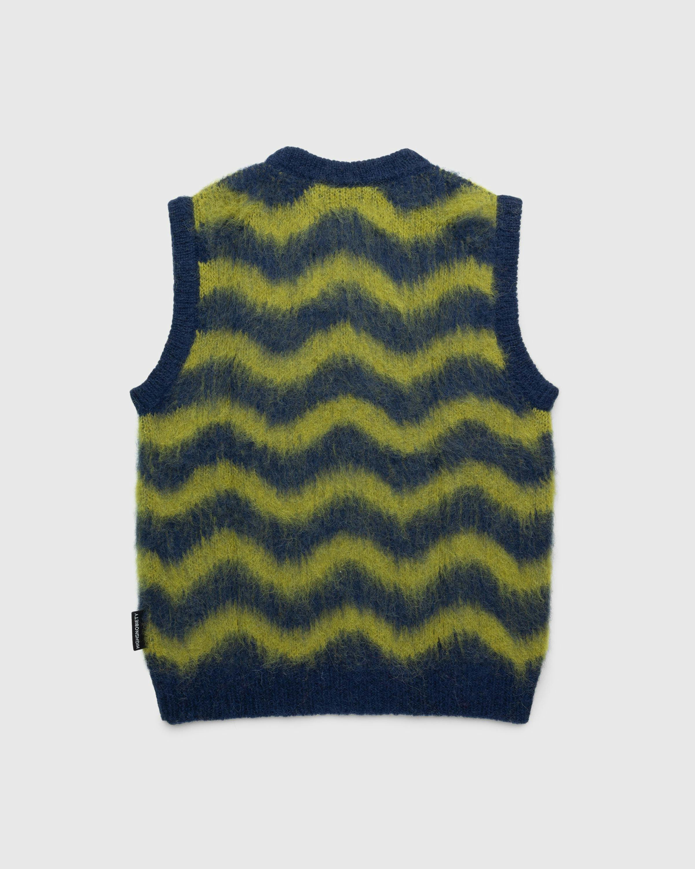 Highsnobiety HS05 - Alpaca Fuzzy Wave Sweater Vest Navy/Olive green - Clothing - Multi - Image 2