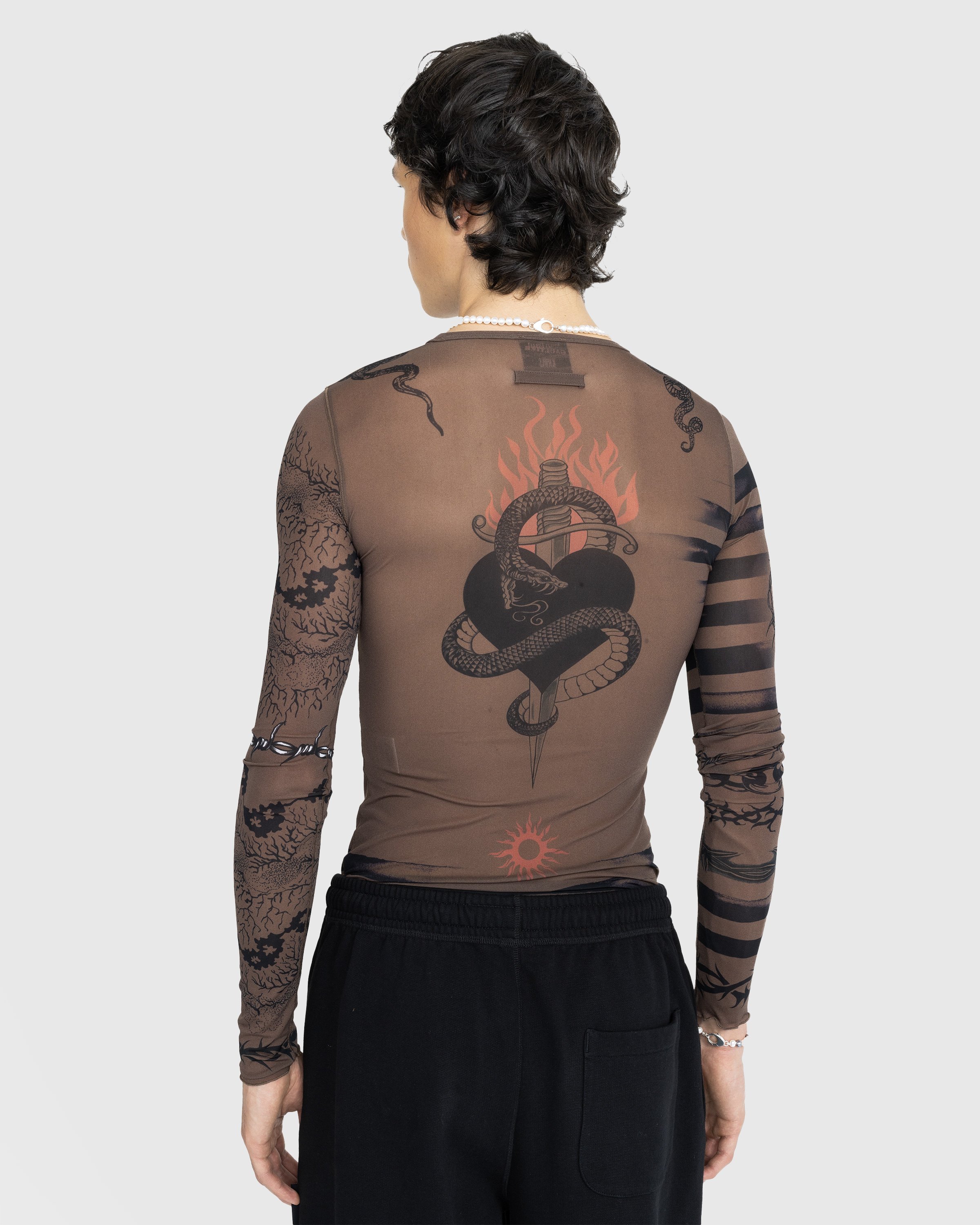 Jean Paul Gaultier - Trompe l'oeil Tattoo Longsleeve Top Ebene/Grey/Black - Clothing - Brown - Image 3