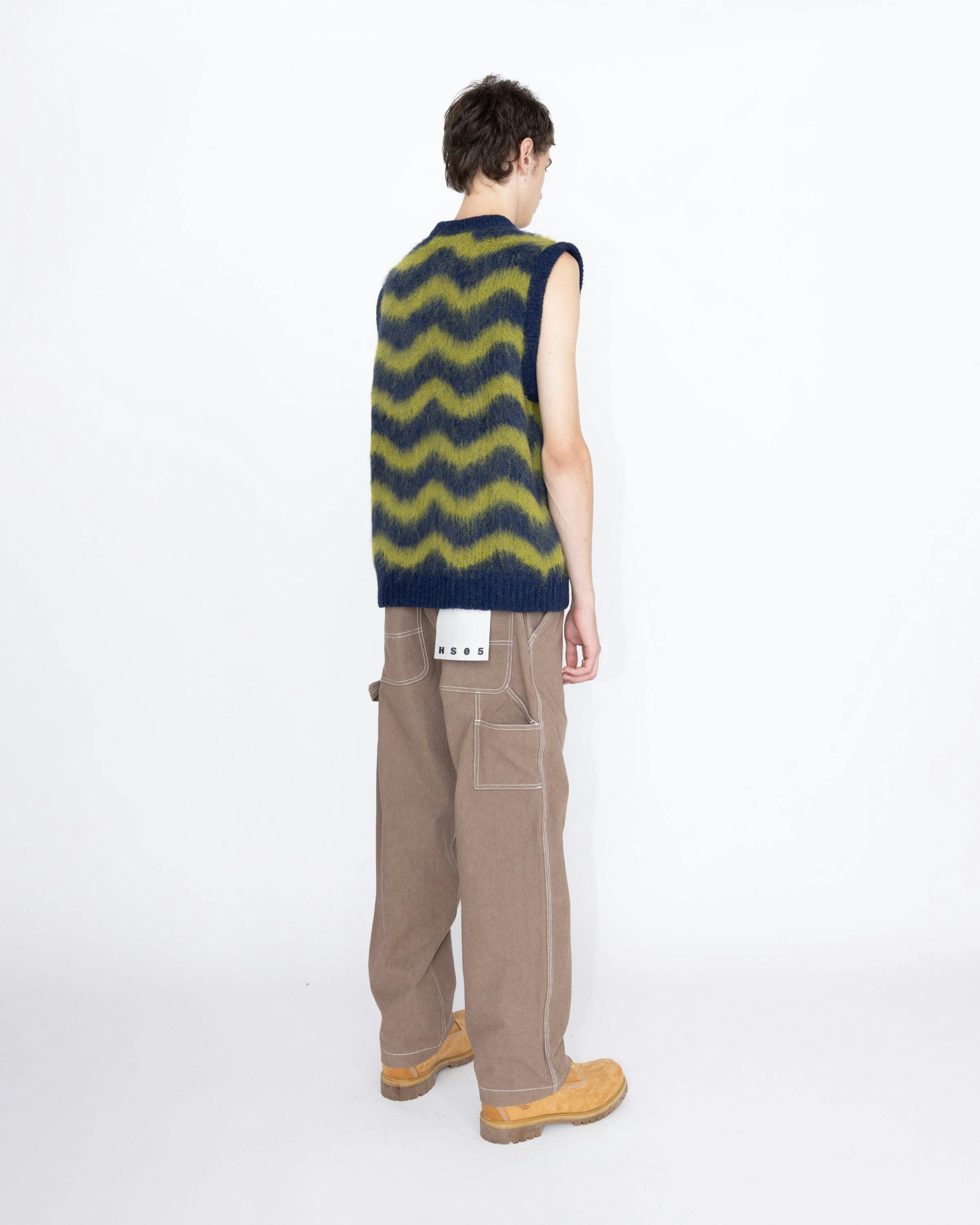 Highsnobiety HS05 - Alpaca Fuzzy Wave Sweater Vest Navy/Olive green - Clothing - Multi - Image 5