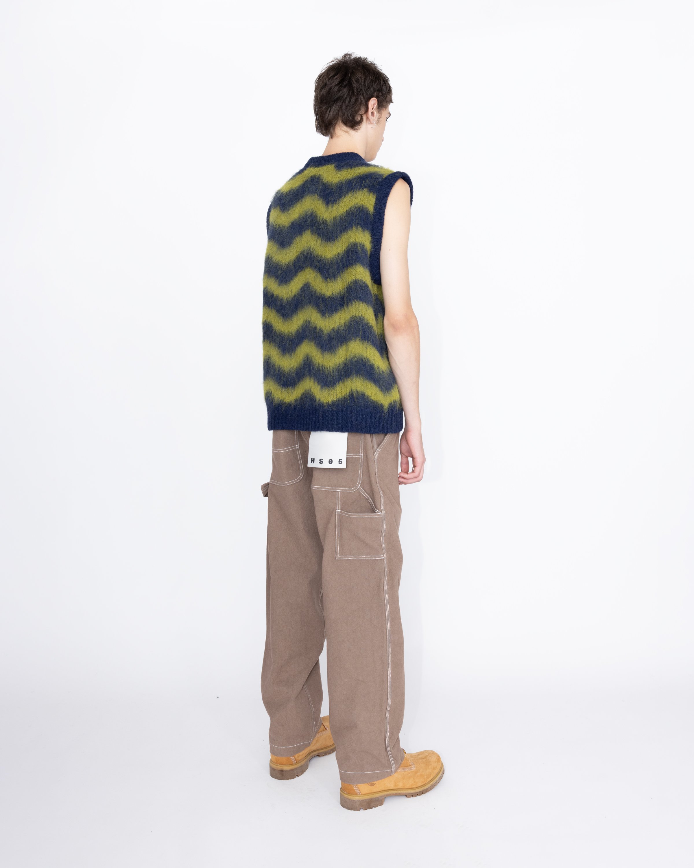 Highsnobiety HS05 - Alpaca Fuzzy Wave Sweater Vest Navy/Olive green - Clothing - Multi - Image 5