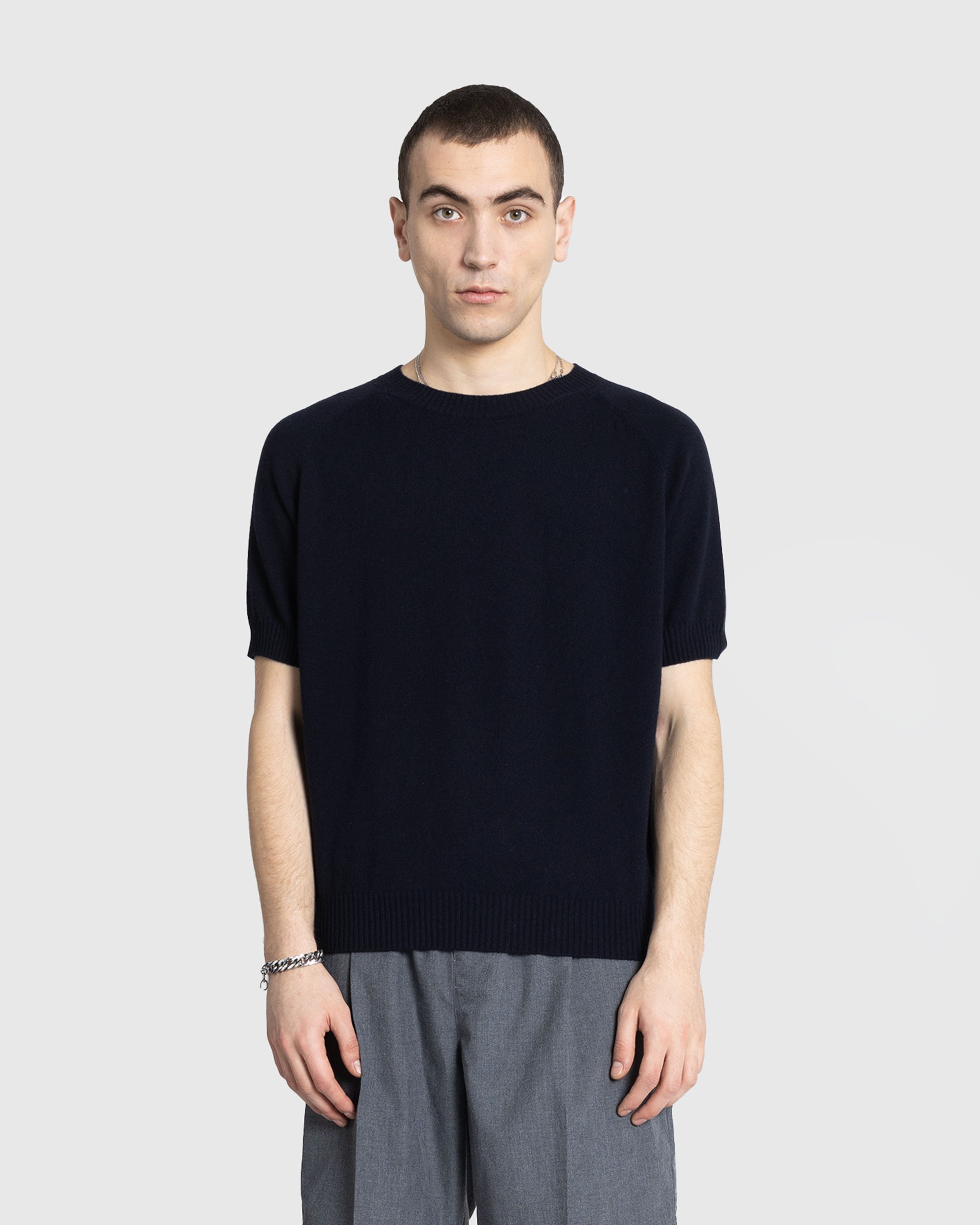 Meta Campania Collective - Jack Crew Neck Cashmere Short Sleeve Sweater  Midnight Blue - Clothing - Blue - Image 2