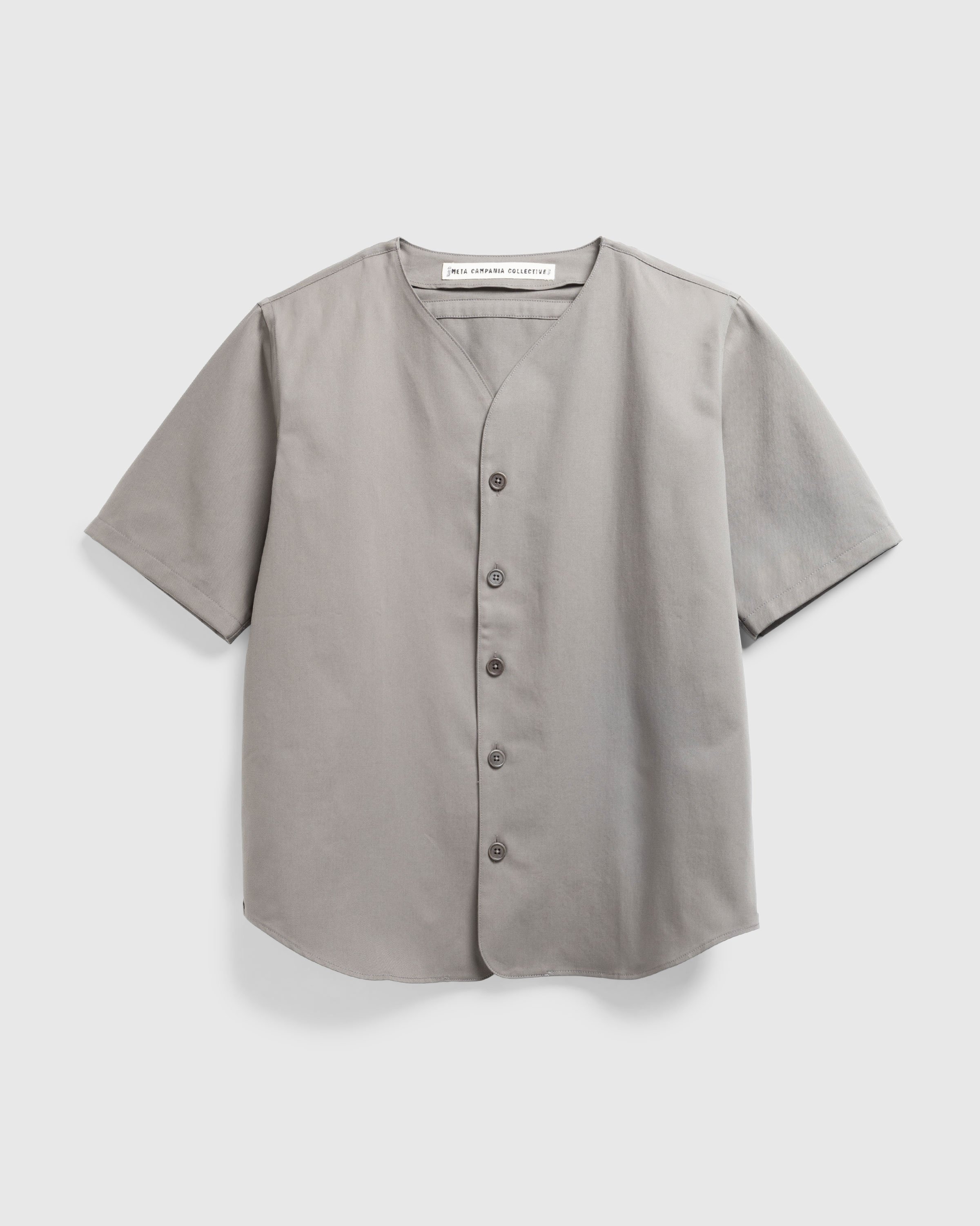 Meta Campania Collective - Mike Short Sleeve Cotton Baseball Shirt Weimaraner Grey - Clothing - Grey - Image 1