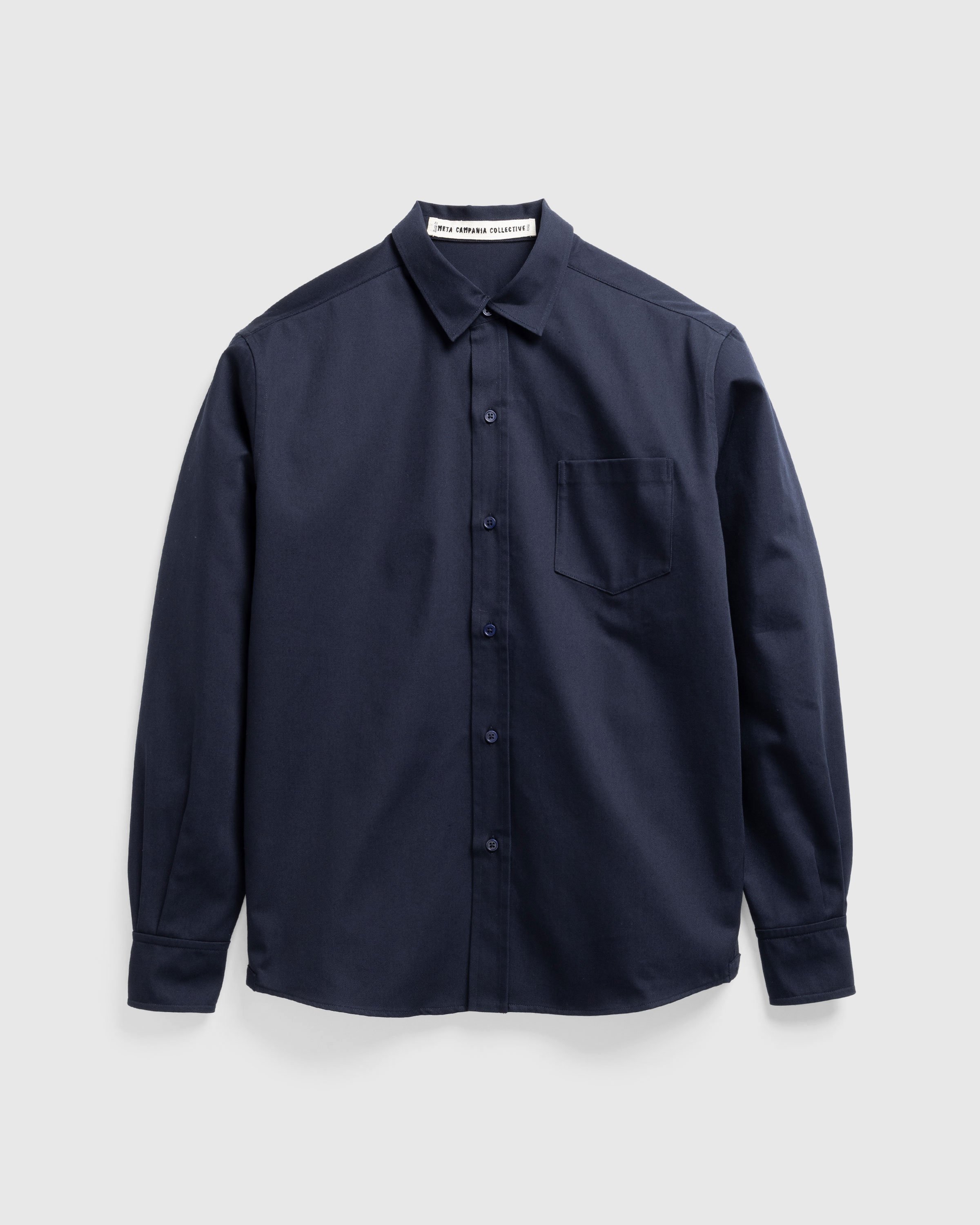 Meta Campania Collective - Pablo Unlined Mid Weight Cotton Shirt Midnight Blue - Clothing - Blue - Image 1