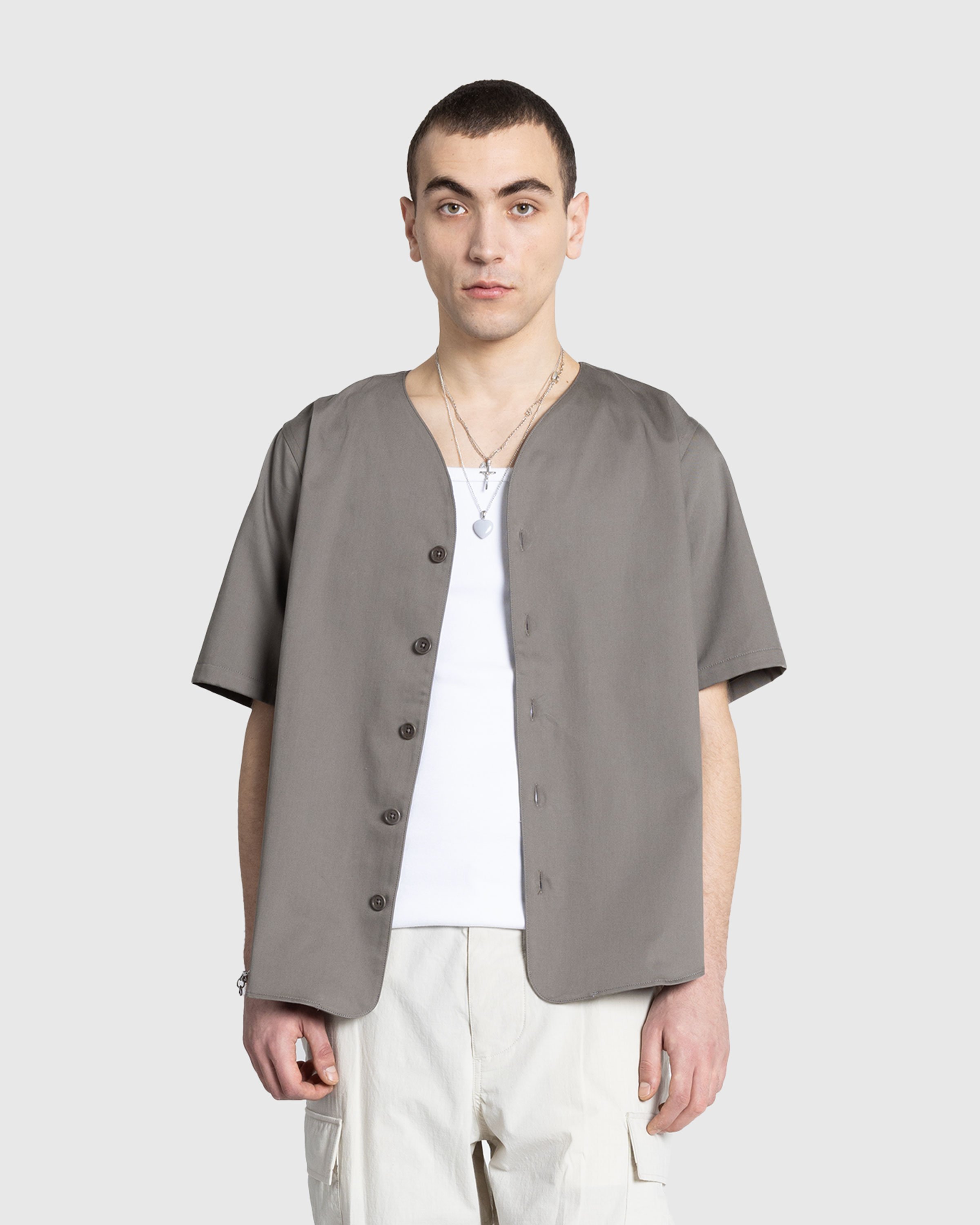 Meta Campania Collective - Mike Short Sleeve Cotton Baseball Shirt Weimaraner Grey - Clothing - Grey - Image 2