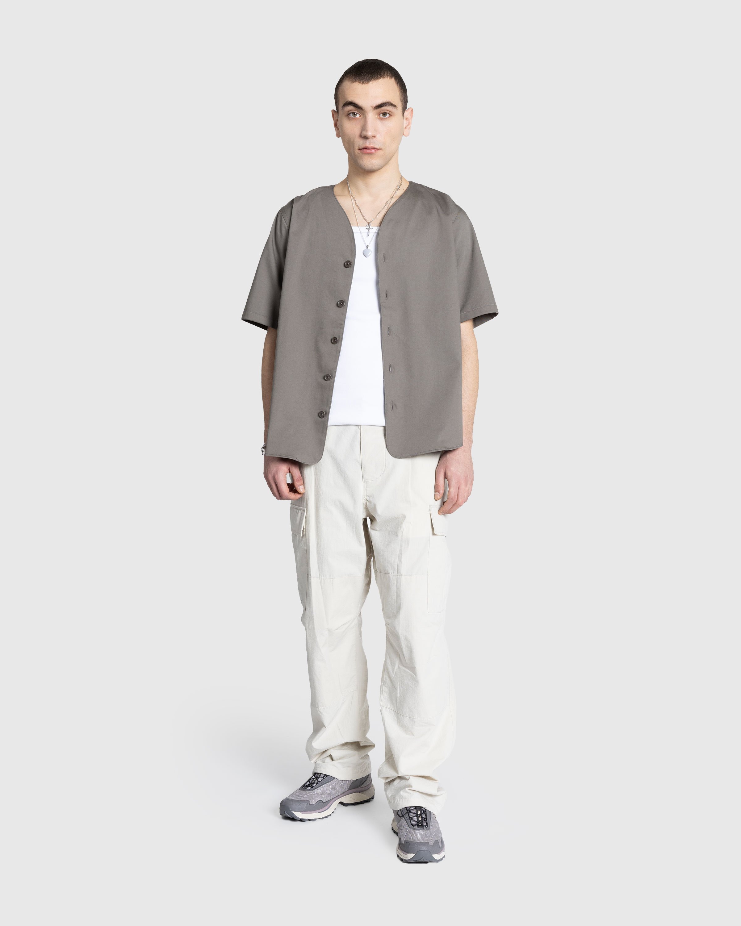 Meta Campania Collective - Mike Short Sleeve Cotton Baseball Shirt Weimaraner Grey - Clothing - Grey - Image 3