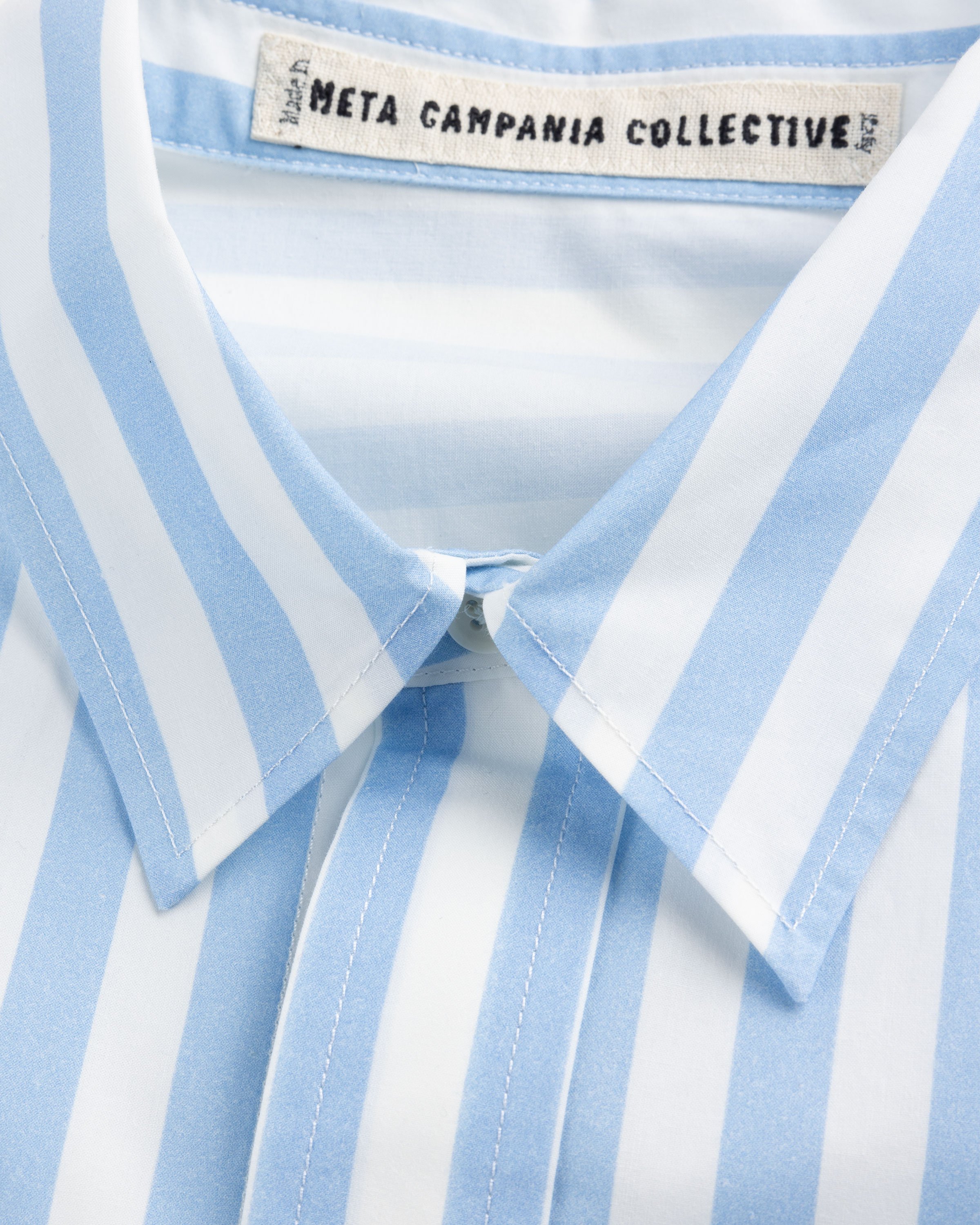 Meta Campania Collective - Pablo Exaggerated Unlined Organic Cotton Poplin Shirt Light Blue Stripe - Clothing - Blue - Image 6