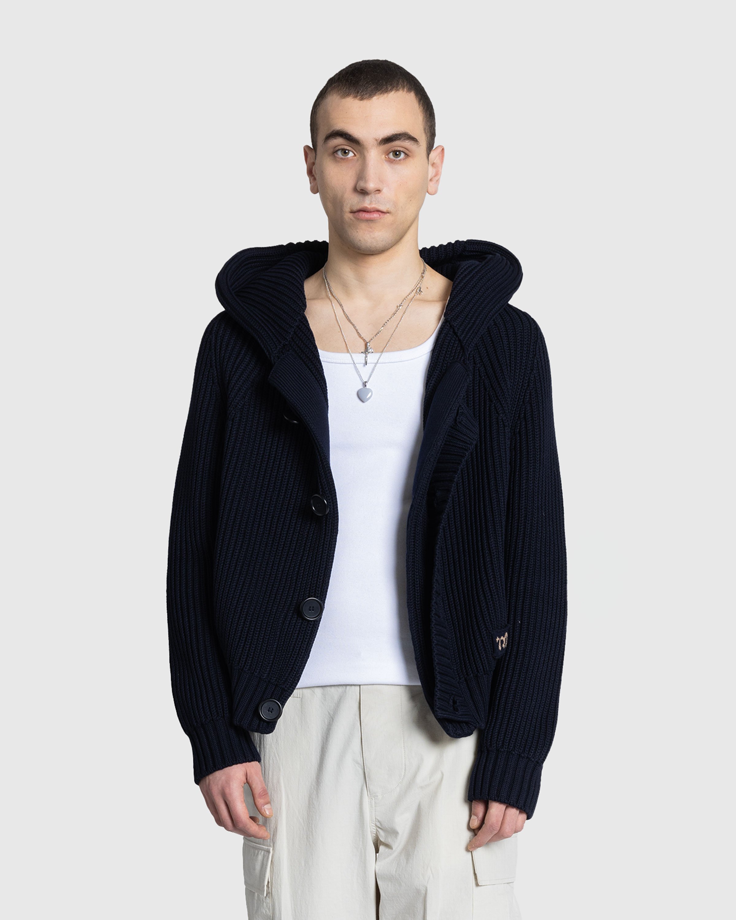 Meta Campania Collective - Michel Exaggerated Rib Organic Cotton Hooded Cardigan Midnight Blue - Clothing - Blue - Image 2