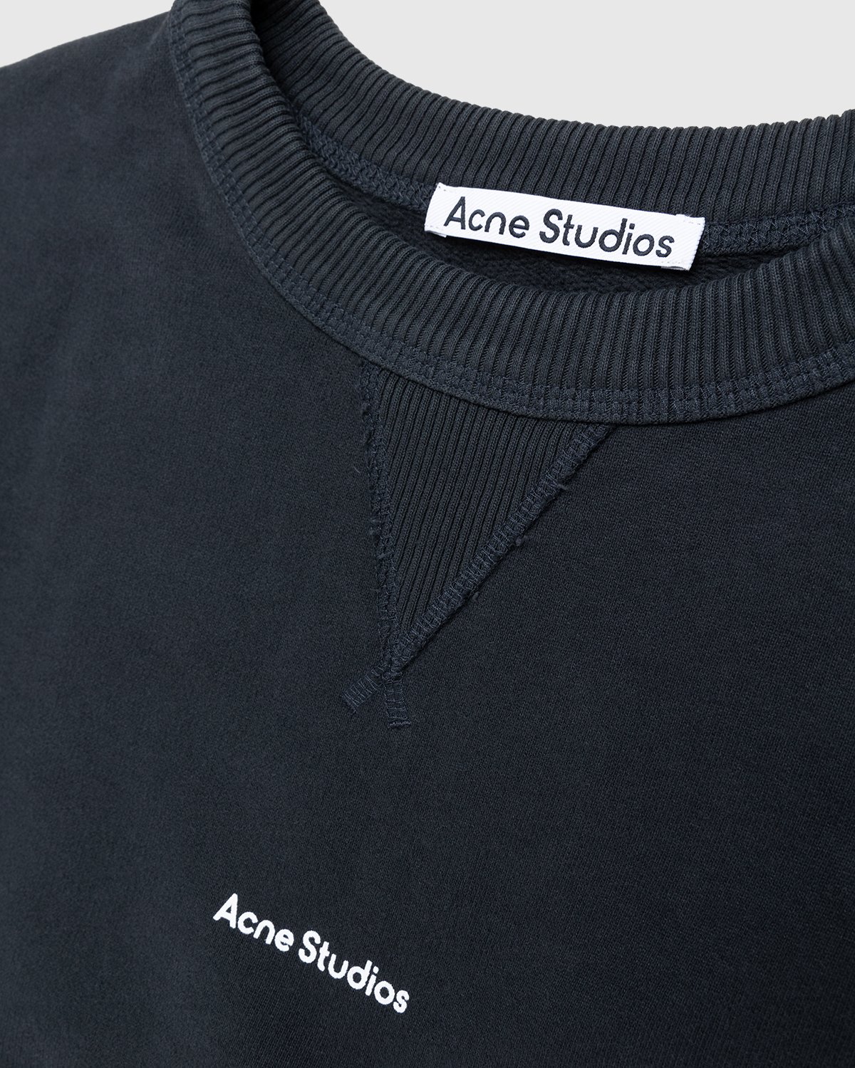 Acne Studios - Organic Cotton Logo Crewneck Sweatshirt Black - Clothing - Black - Image 3