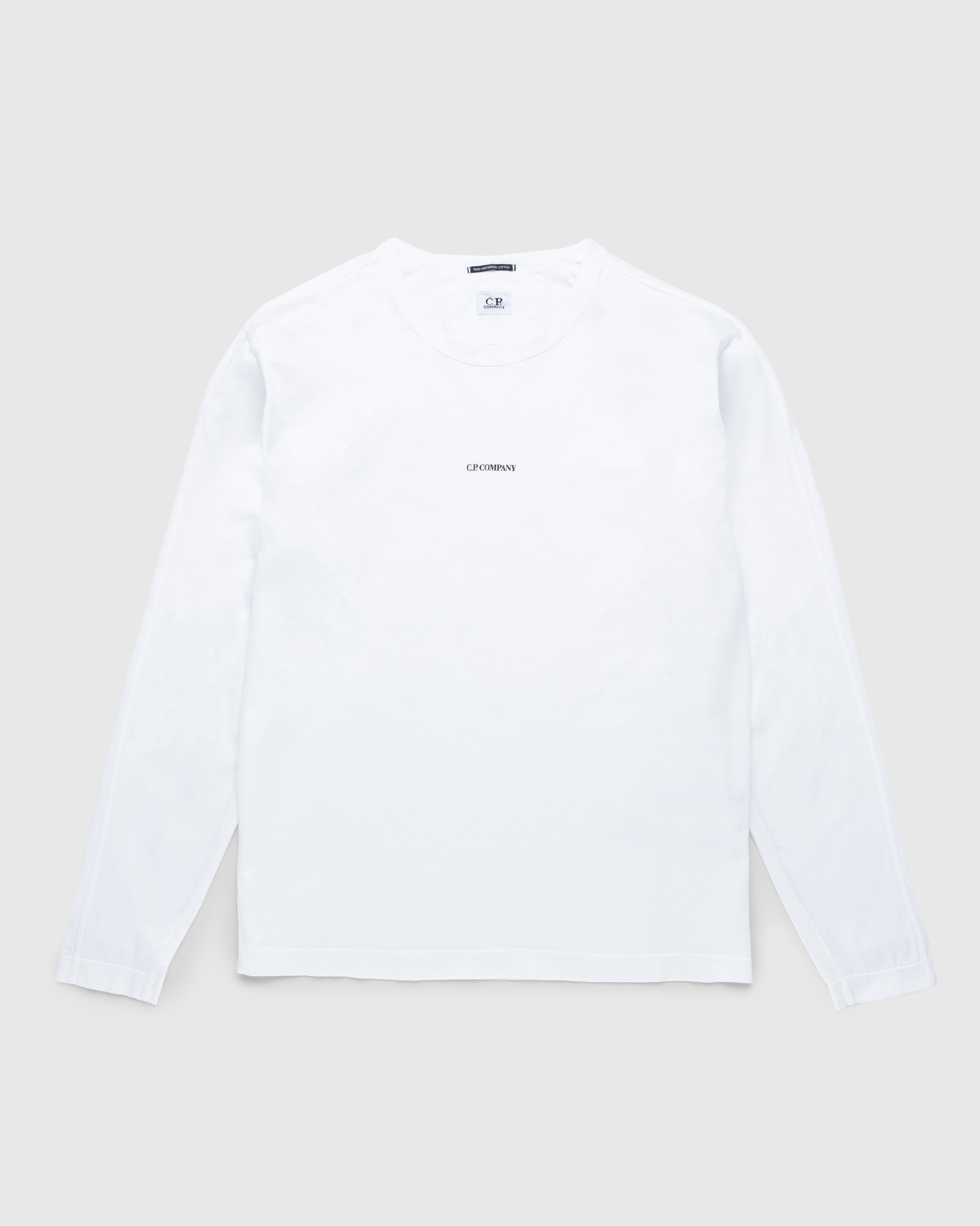 C.P. Company - 70/2 Mercerized Jersey Twisted Long Sleeved Logo T-Shirt White - Clothing - White - Image 1