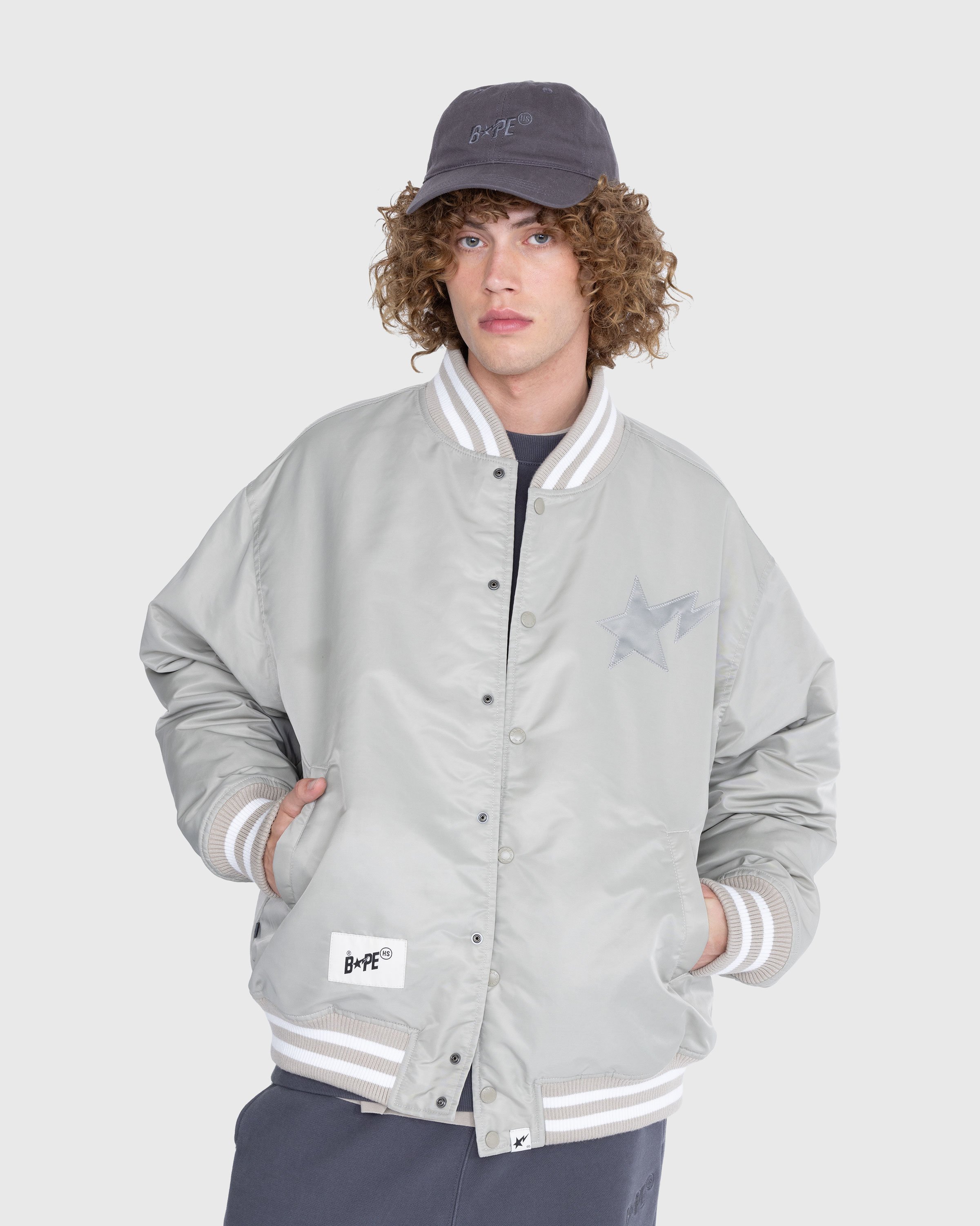 BAPE x Highsnobiety - Varsity Jacket Charcoal - Clothing - Grey - Image 2