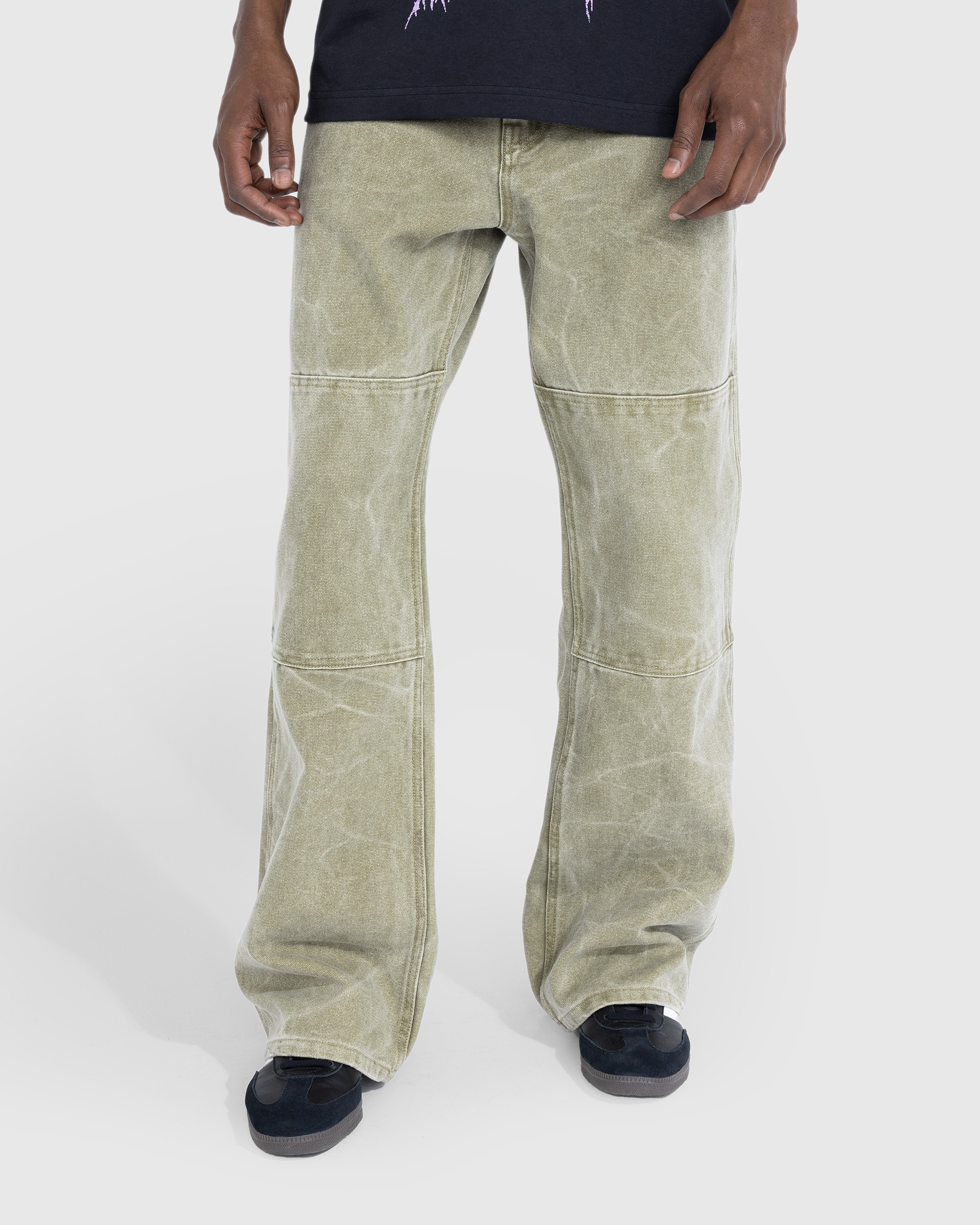Acne Studios - Cotton Canvas Trousers Khaki Beige - Clothing - Green - Image 2
