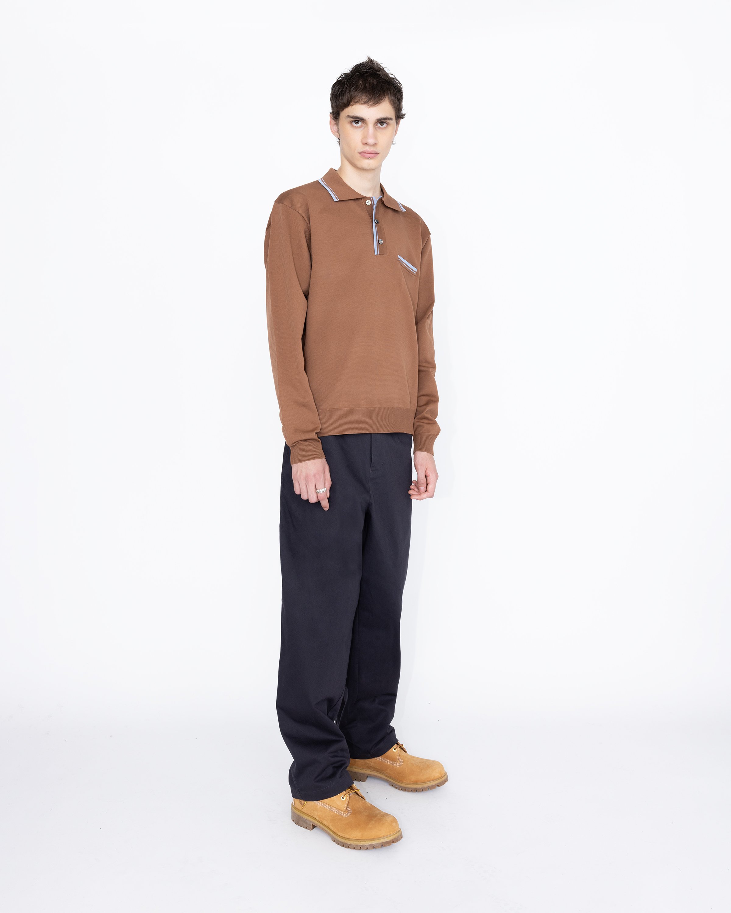 Highsnobiety HS05 - Long Sleeves Knit Polo Brown - Clothing - Brown - Image 4