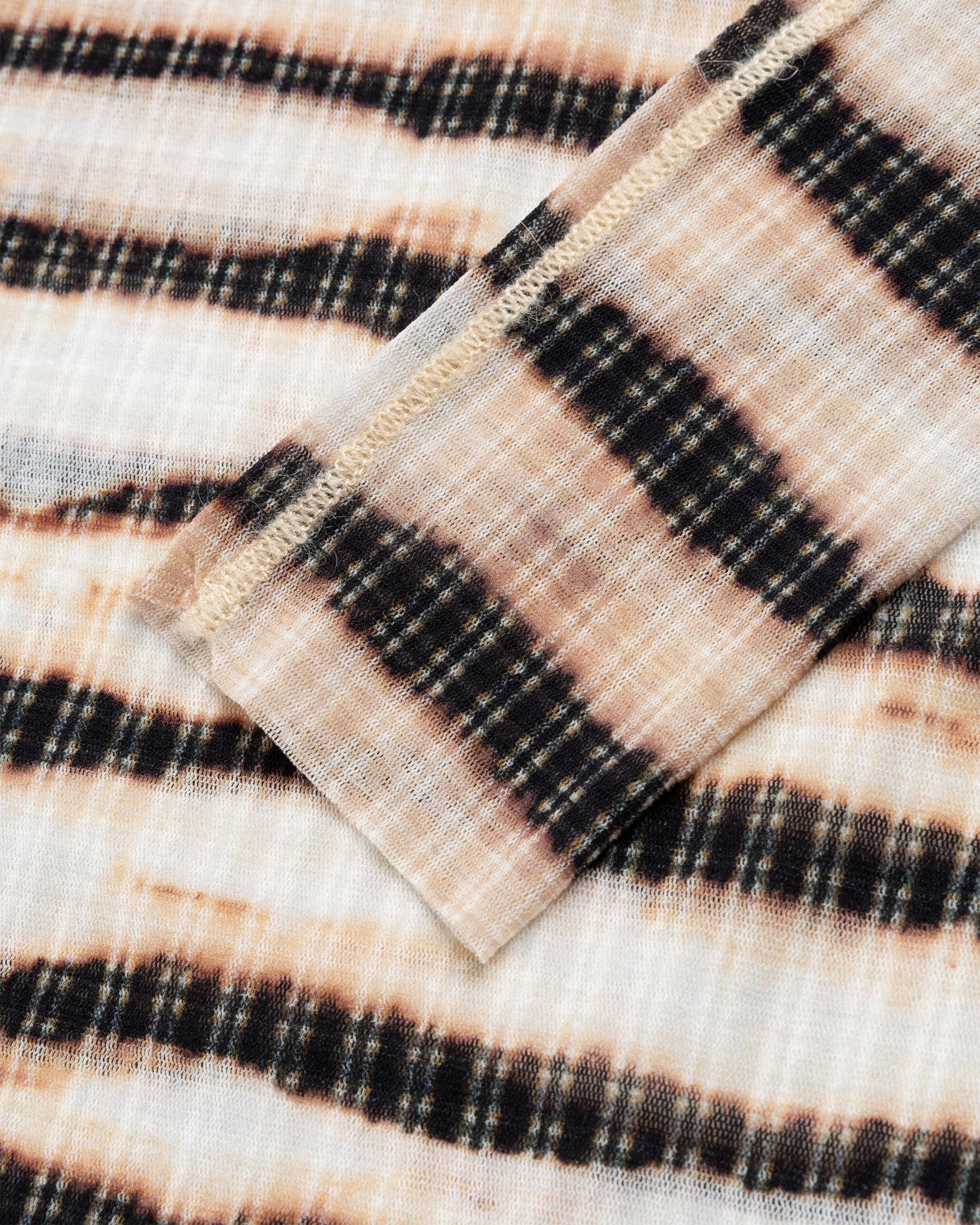Jean Paul Gaultier - High Neck Longsleeve Printed Stripe Top Ecru/Brown - Clothing - Beige - Image 6