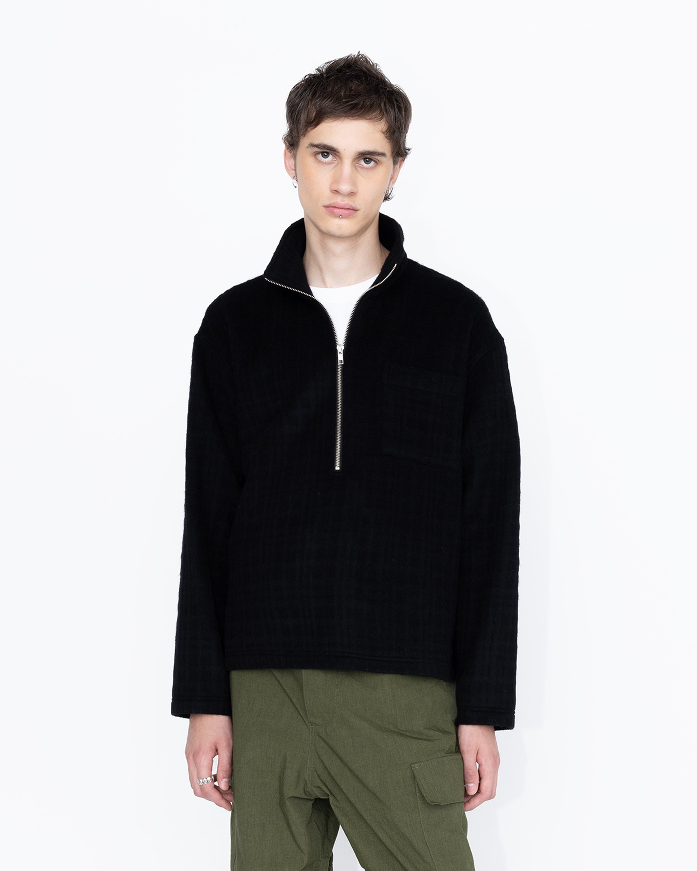 Highsnobiety HS05 - Recycle Wool Blend Fleece Quarter Zip Black - Clothing - Black - Image 3