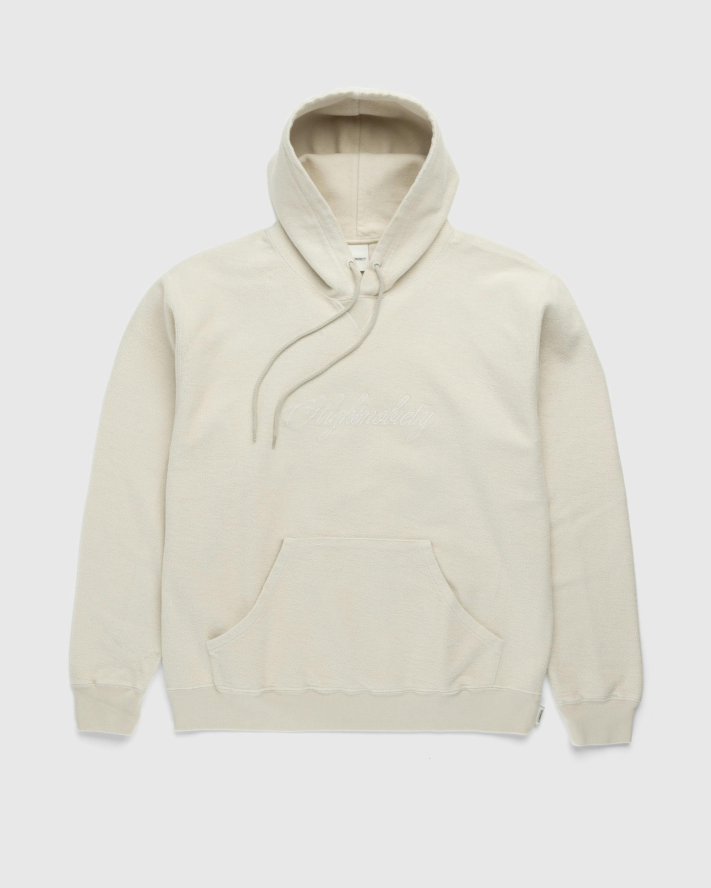 Highsnobiety - Script Logo Reverse Fleece Hoodie Beige - Clothing - Beige - Image 1