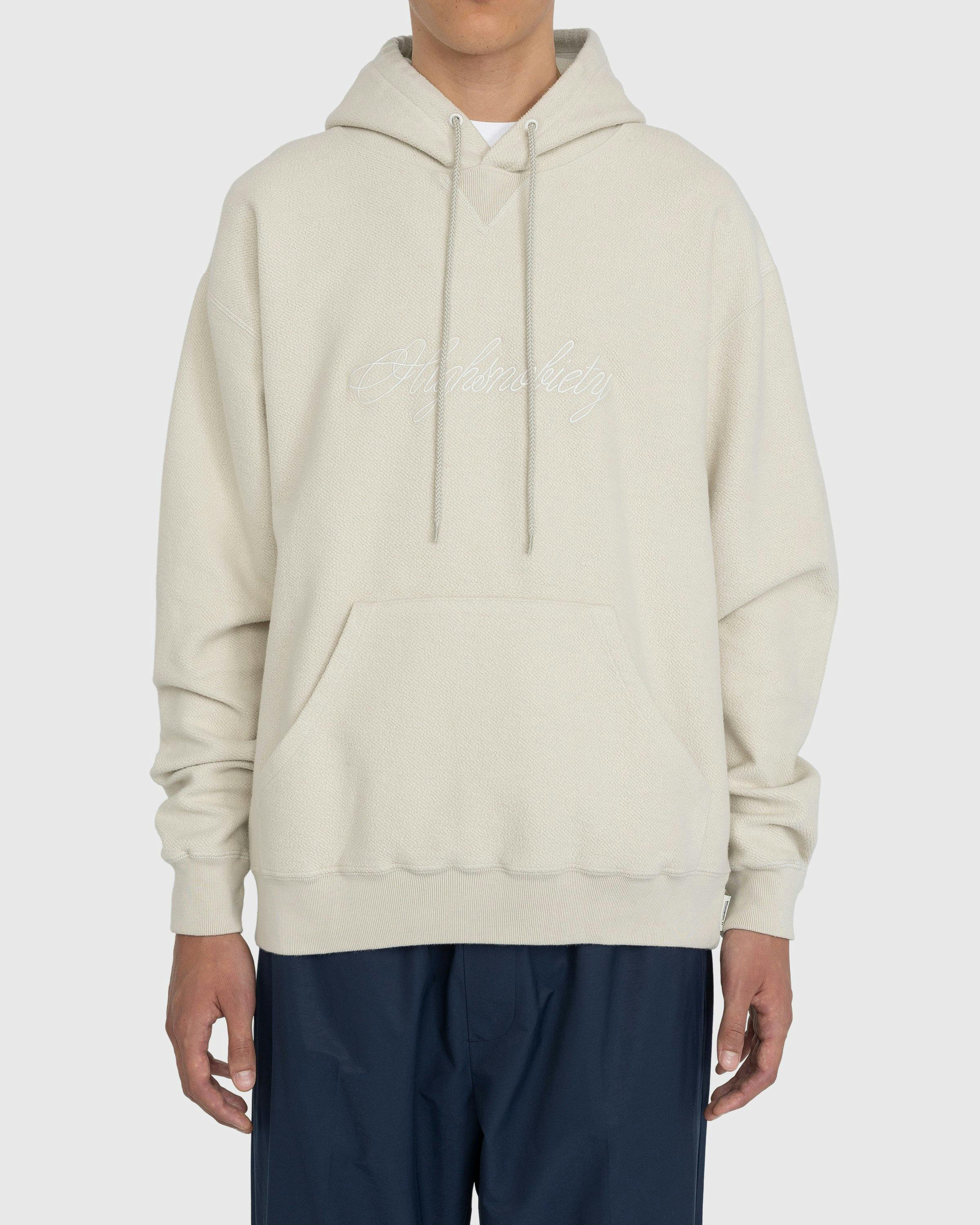 Highsnobiety - Script Logo Reverse Fleece Hoodie Beige - Clothing - Beige - Image 3