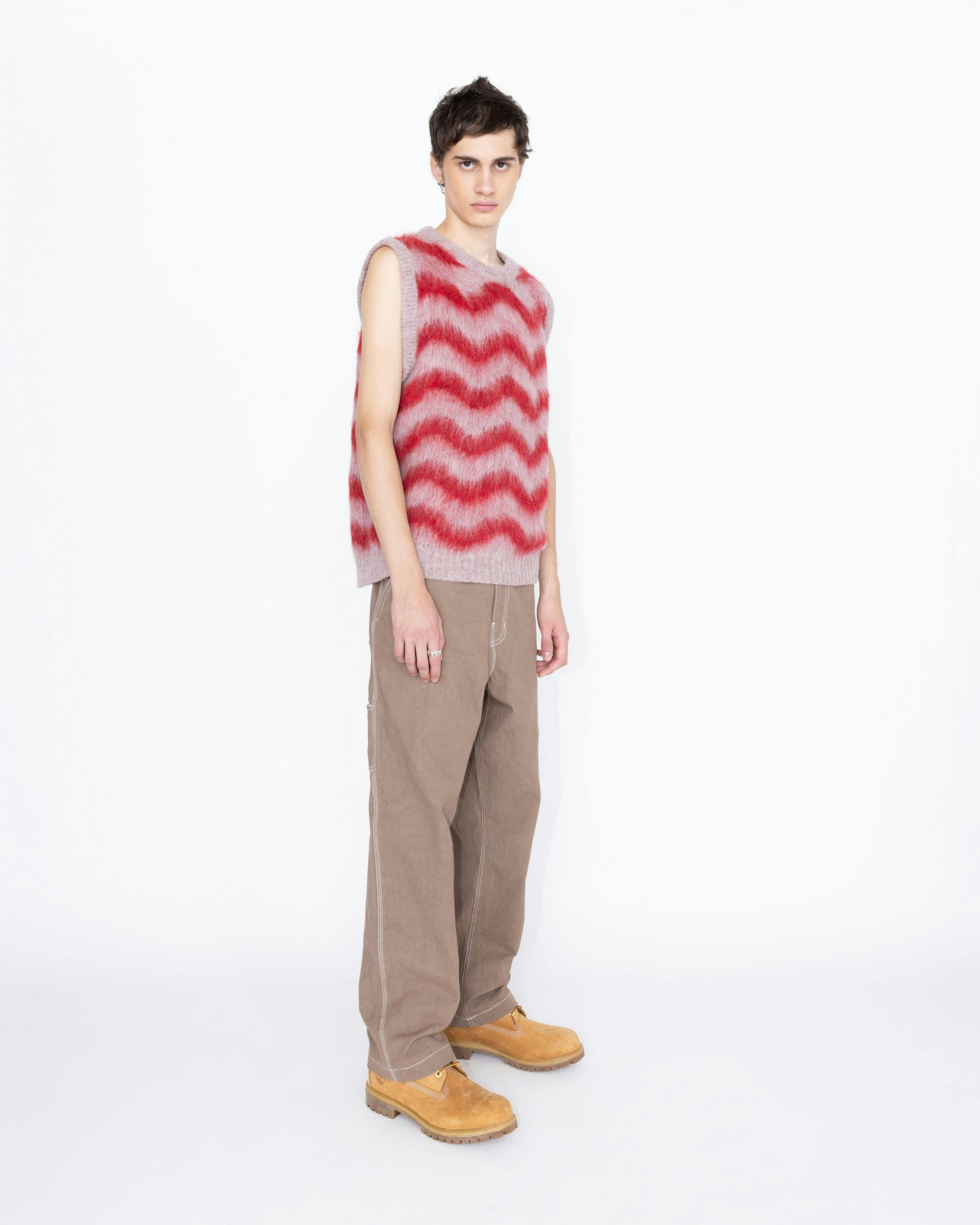 Highsnobiety HS05 - Alpaca Fuzzy Wave Sweater Vest Pale Rose/Red - Clothing - Multi - Image 4