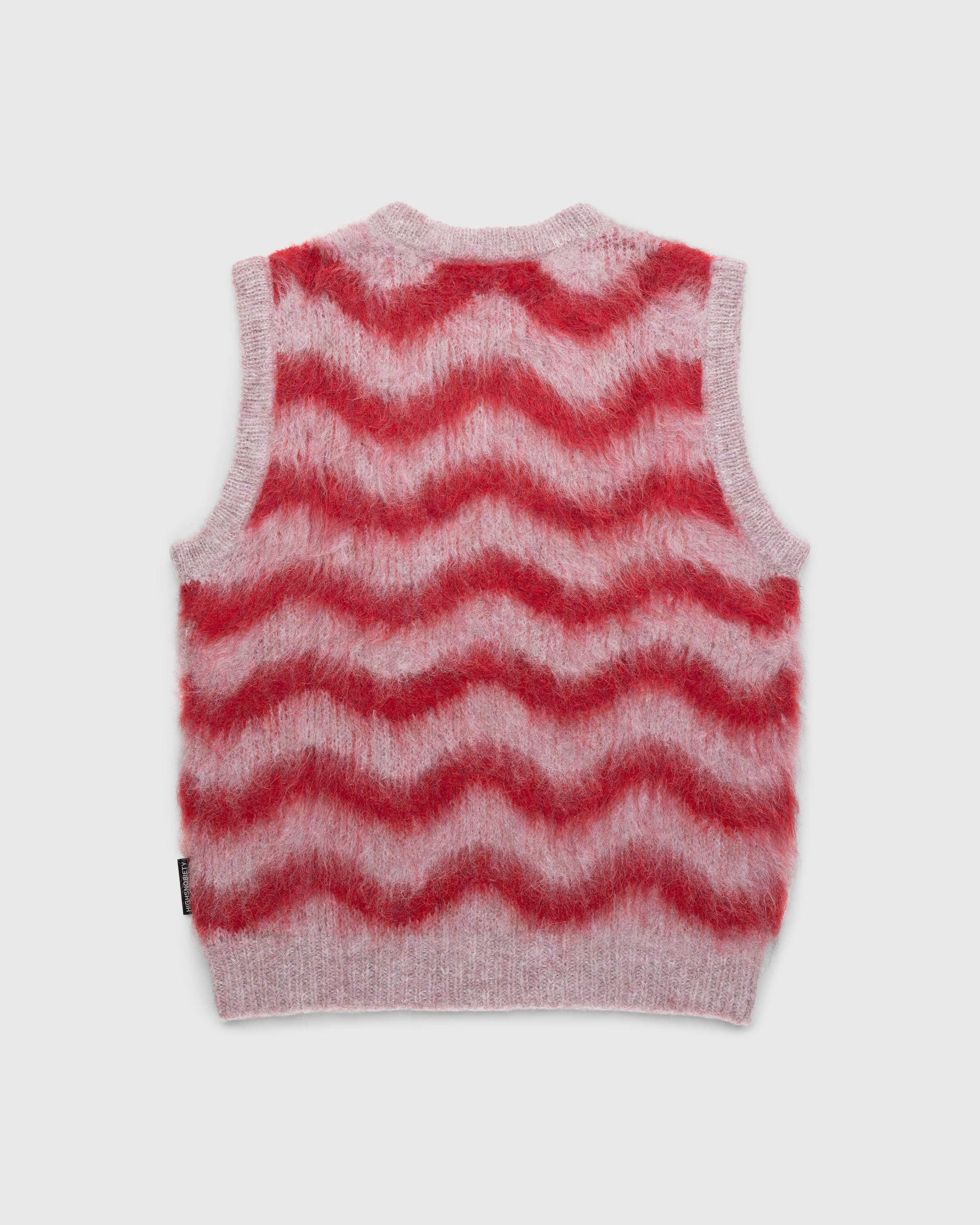 Highsnobiety HS05 - Alpaca Fuzzy Wave Sweater Vest Pale Rose/Red - Clothing - Multi - Image 2