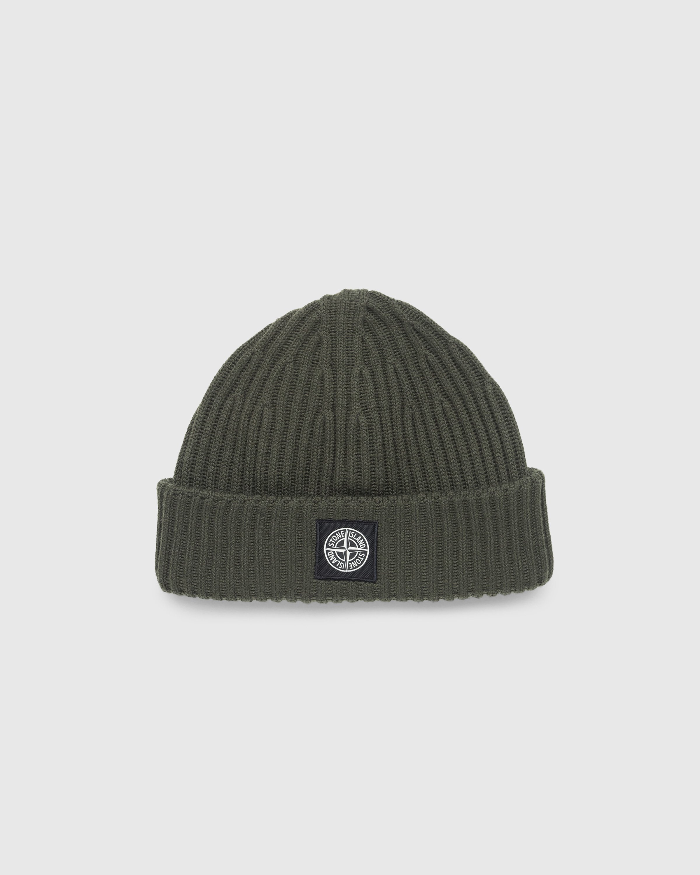 Stone Island - Ribbed Wool Beanie Olive - Accessories - Green - Image 1