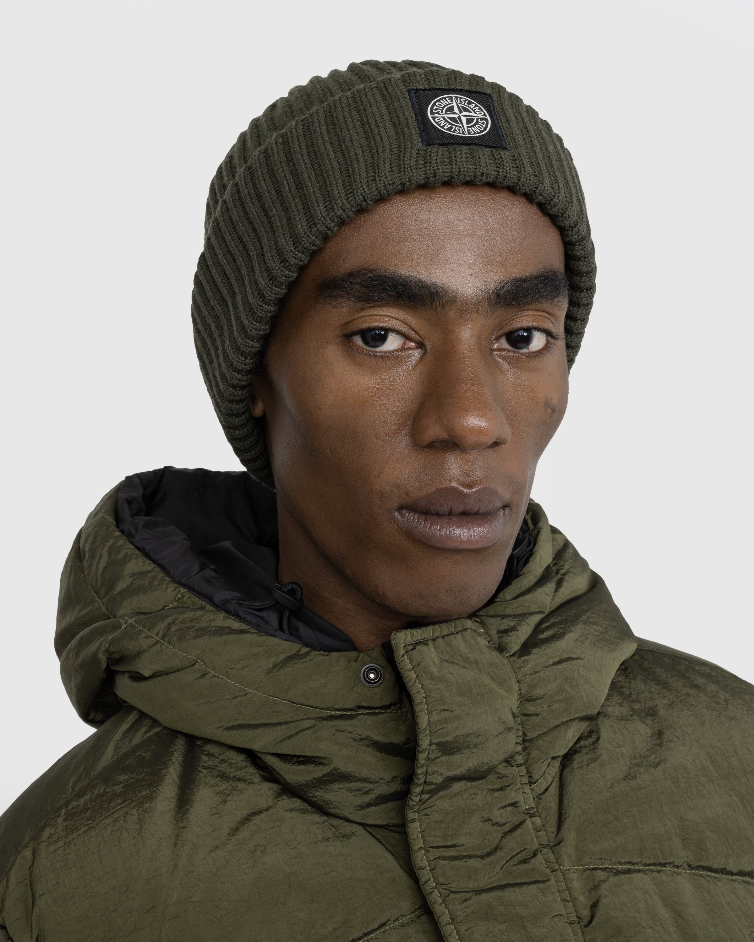 Stone Island - Ribbed Wool Beanie Olive - Accessories - Green - Image 3