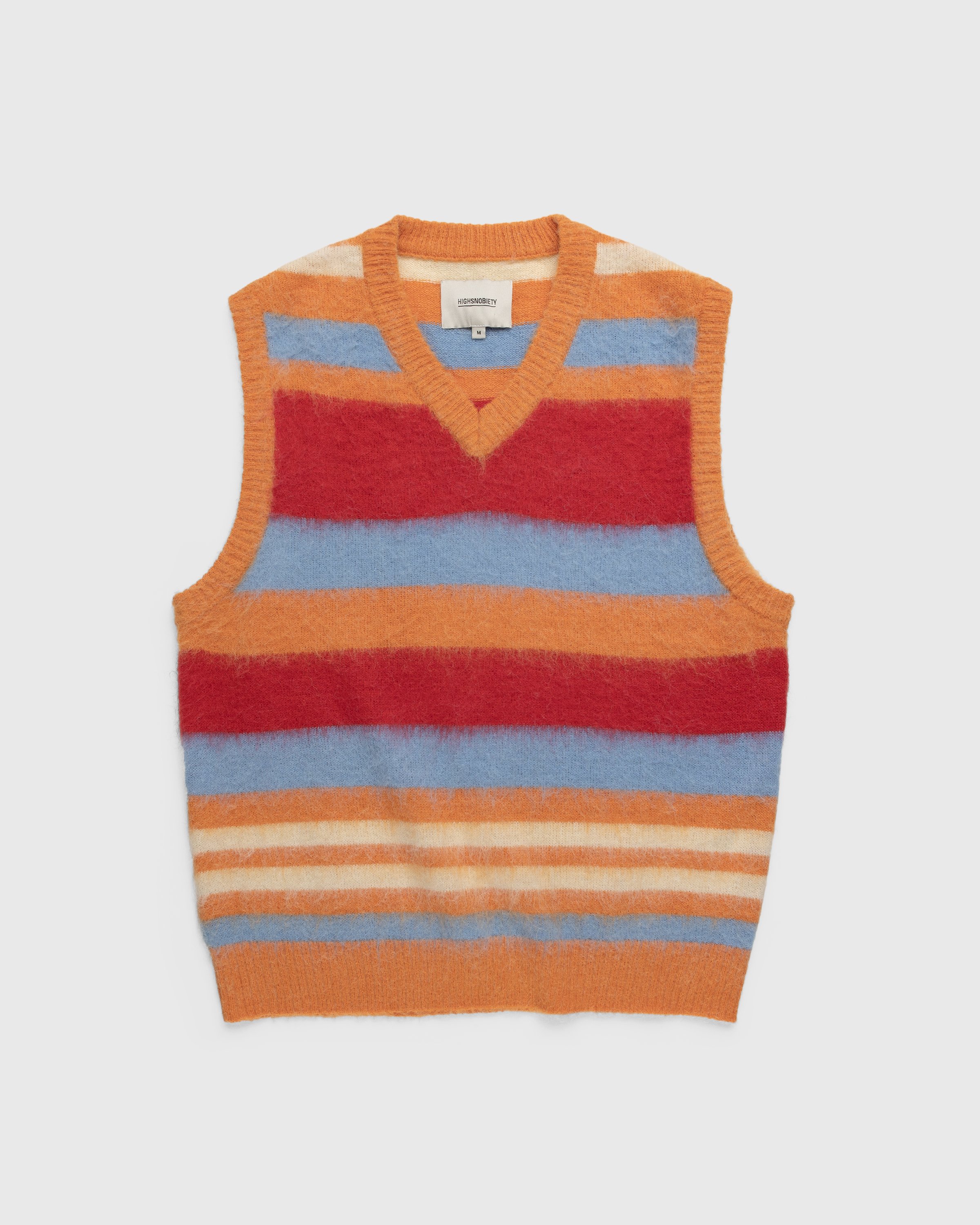 Highsnobiety - Striped V-Neck Sweater Vest Burnt Orange - Clothing - Orange - Image 1
