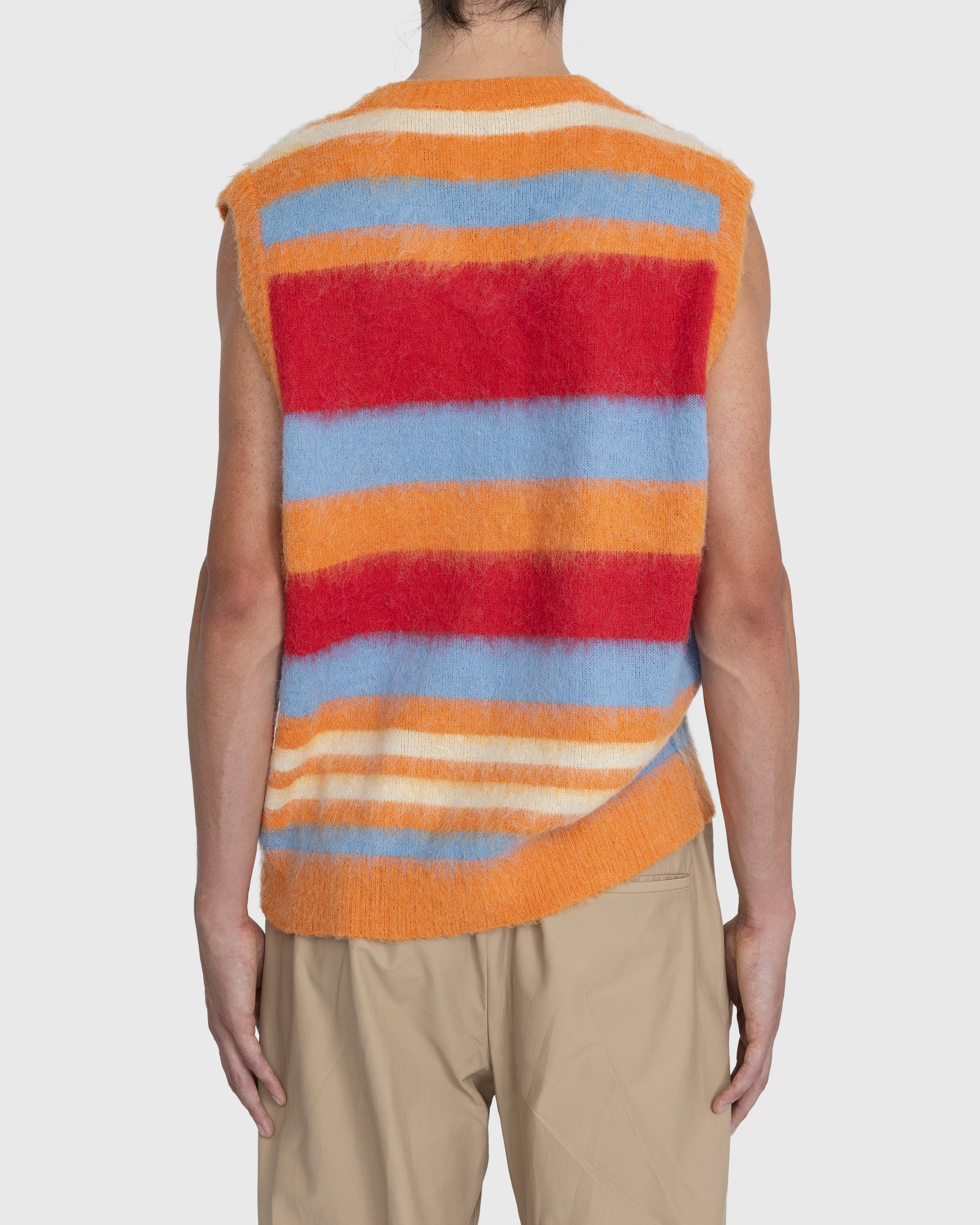 Highsnobiety - Striped V-Neck Sweater Vest Burnt Orange - Clothing - Orange - Image 3
