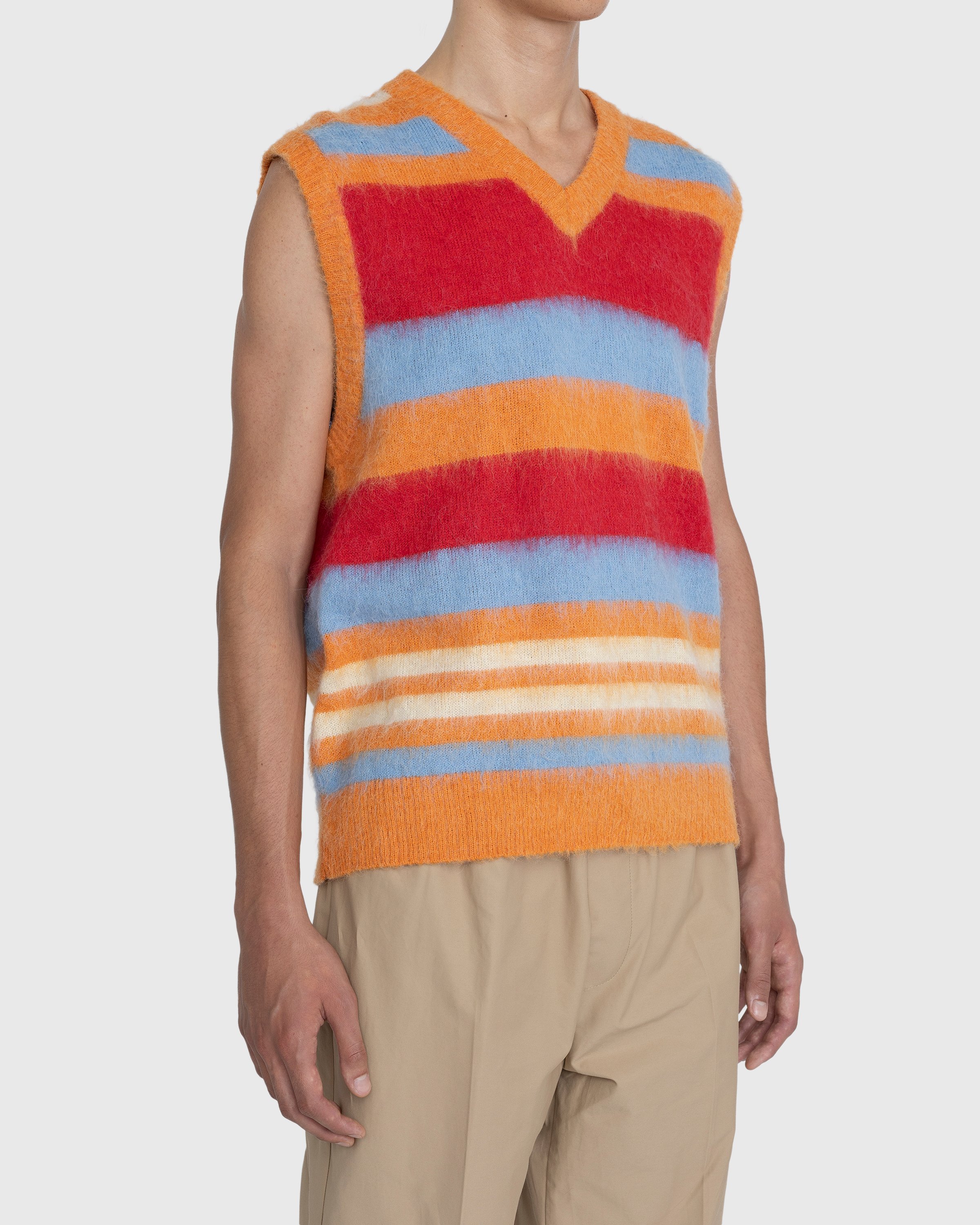 Highsnobiety - Striped V-Neck Sweater Vest Burnt Orange - Clothing - Orange - Image 4