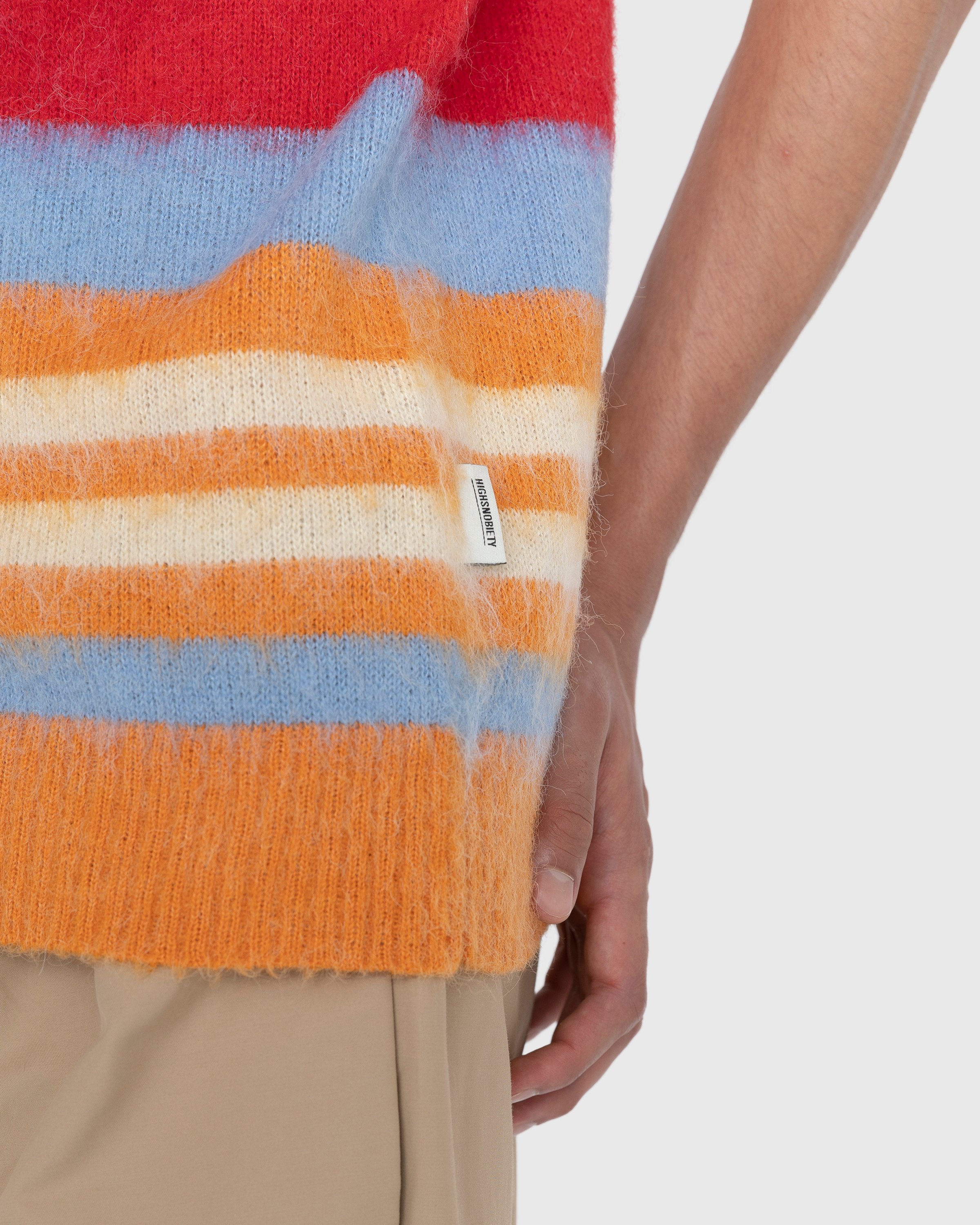 Highsnobiety - Striped V-Neck Sweater Vest Burnt Orange - Clothing - Orange - Image 5