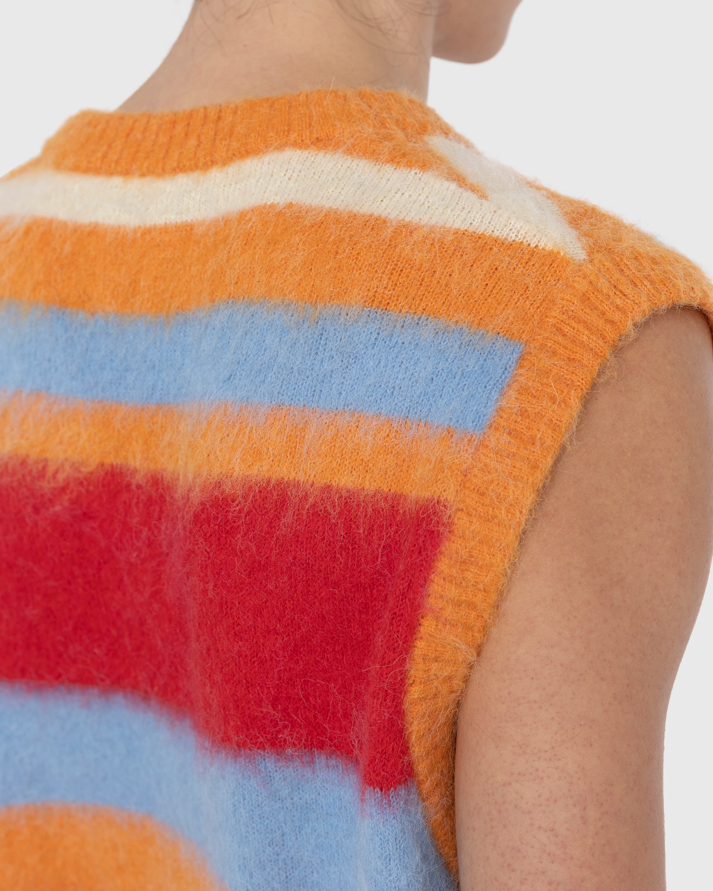 Highsnobiety - Striped V-Neck Sweater Vest Burnt Orange - Clothing - Orange - Image 6