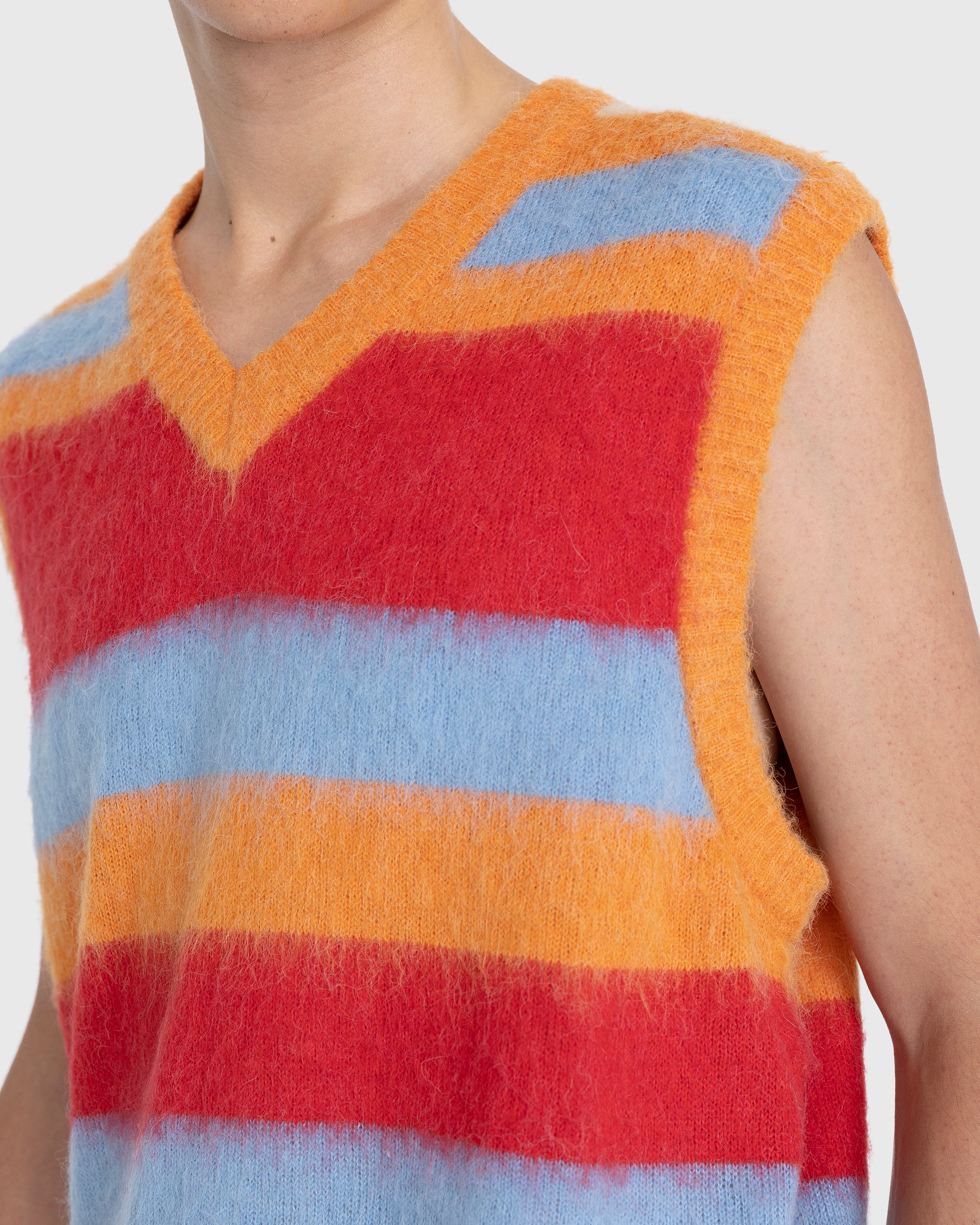 Highsnobiety - Striped V-Neck Sweater Vest Burnt Orange - Clothing - Orange - Image 7