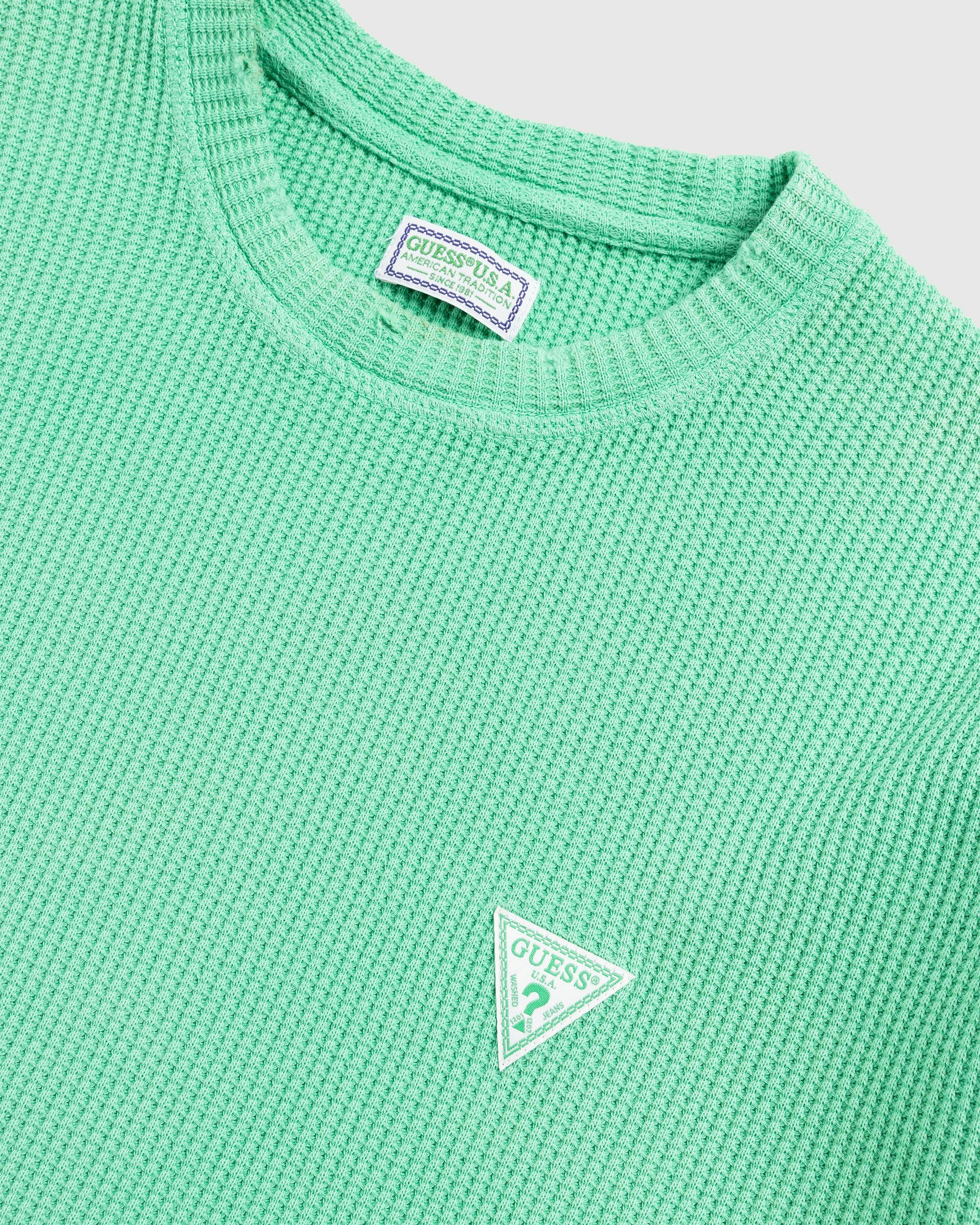 Guess USA - Longsleeve Waffle Tee Jade Sea - Clothing - Black - Image 5