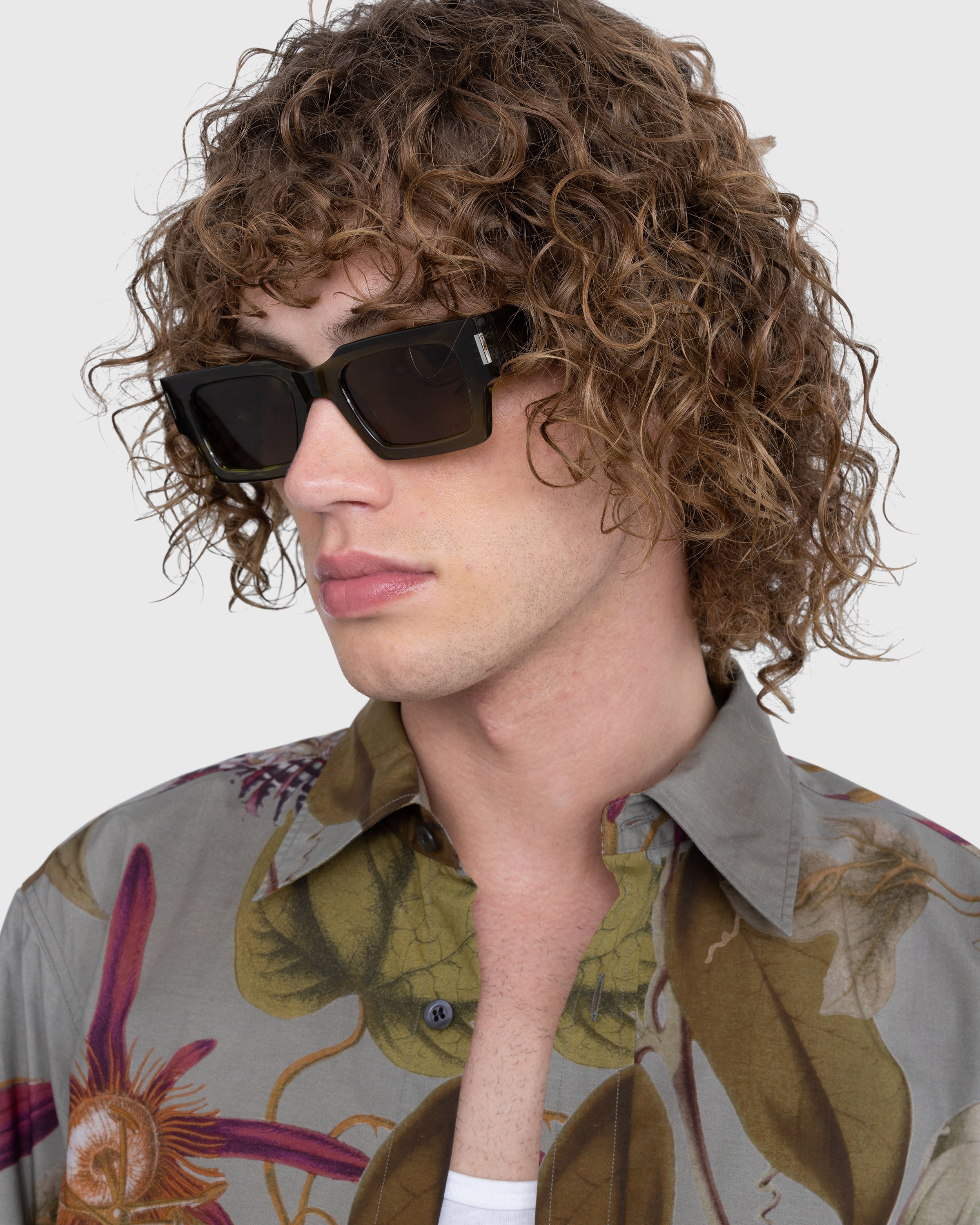 Saint Laurent - SL 572 Square Frame Sunglasses Green/Brown - Accessories - Multi - Image 4