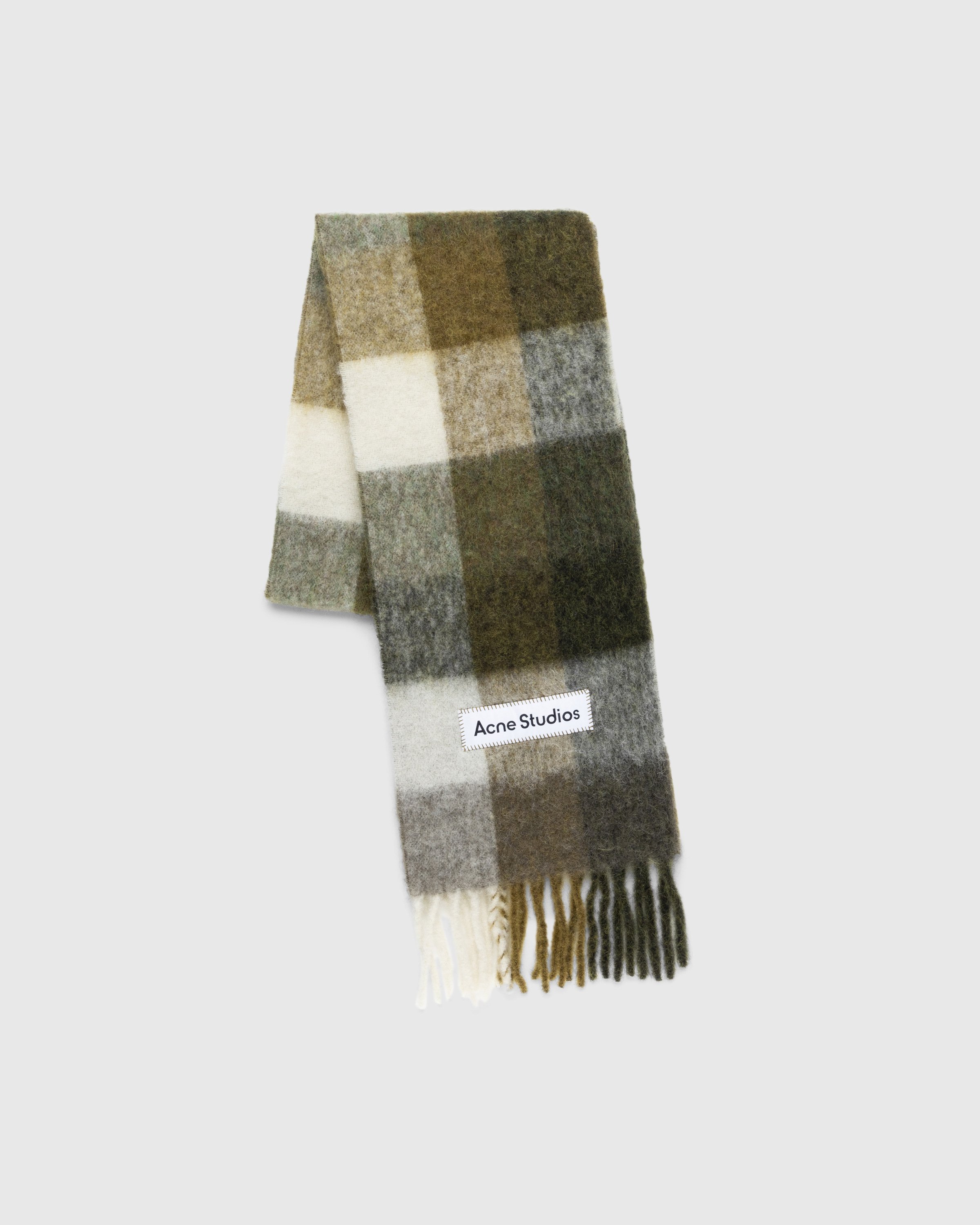 Acne Studios - Mohair Checked Scarf Taupe/Green/Black - Accessories - Multi - Image 2