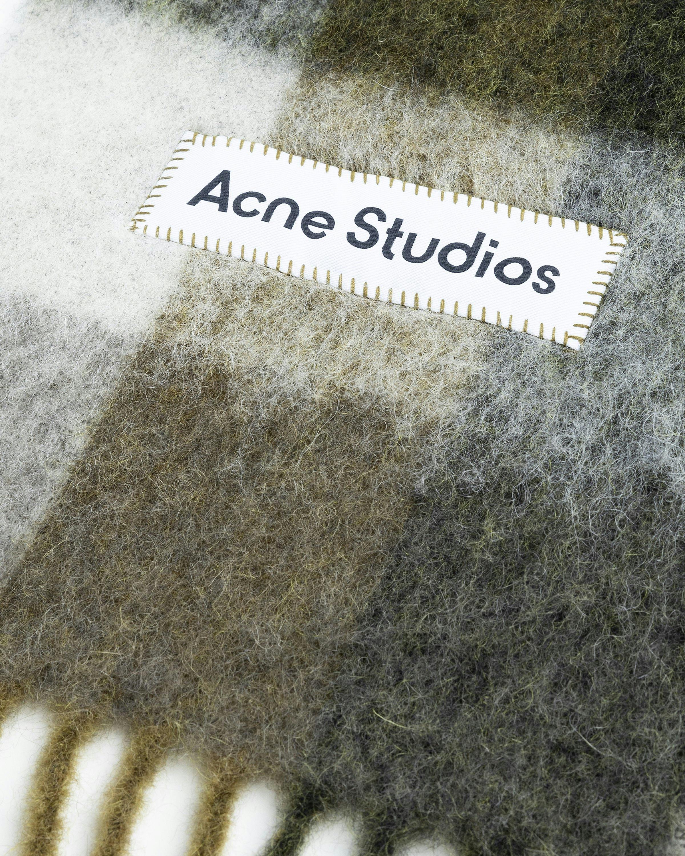 Acne Studios - Mohair Checked Scarf Taupe/Green/Black - Accessories - Multi - Image 4