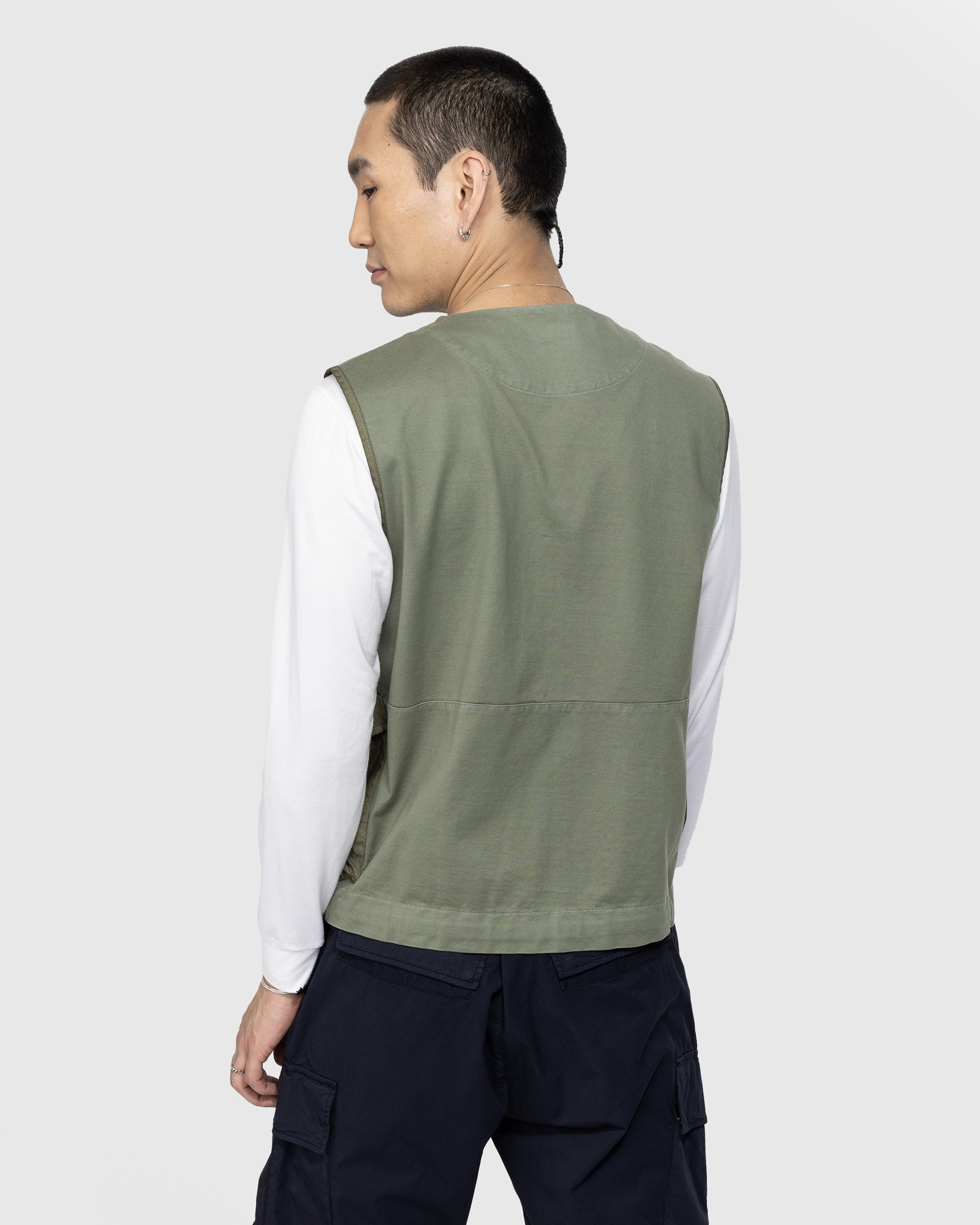C.P. Company - Mercerized Heavy Jersey Mixed Zipped Vest Green - Clothing - Green - Image 3