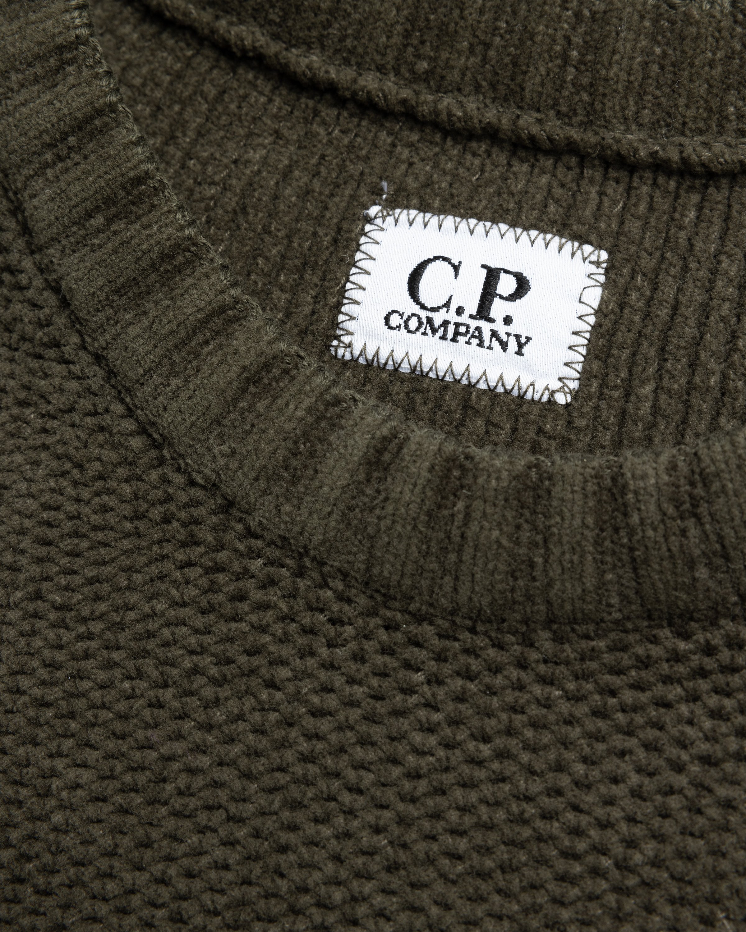 C.P. Company - Knit Cotton Jumper Olive Night - Clothing - Green - Image 7