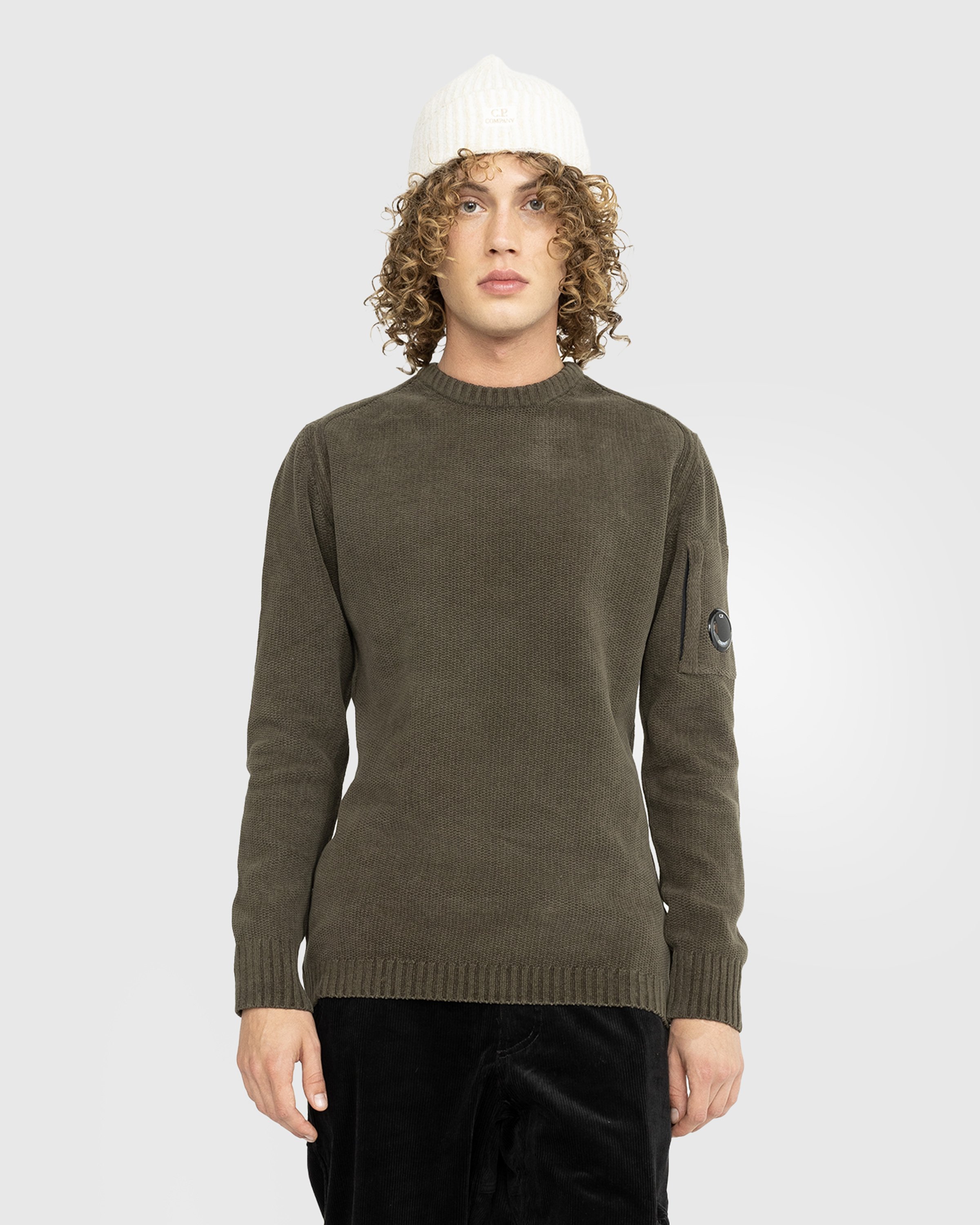 C.P. Company - Knit Cotton Jumper Olive Night - Clothing - Green - Image 2