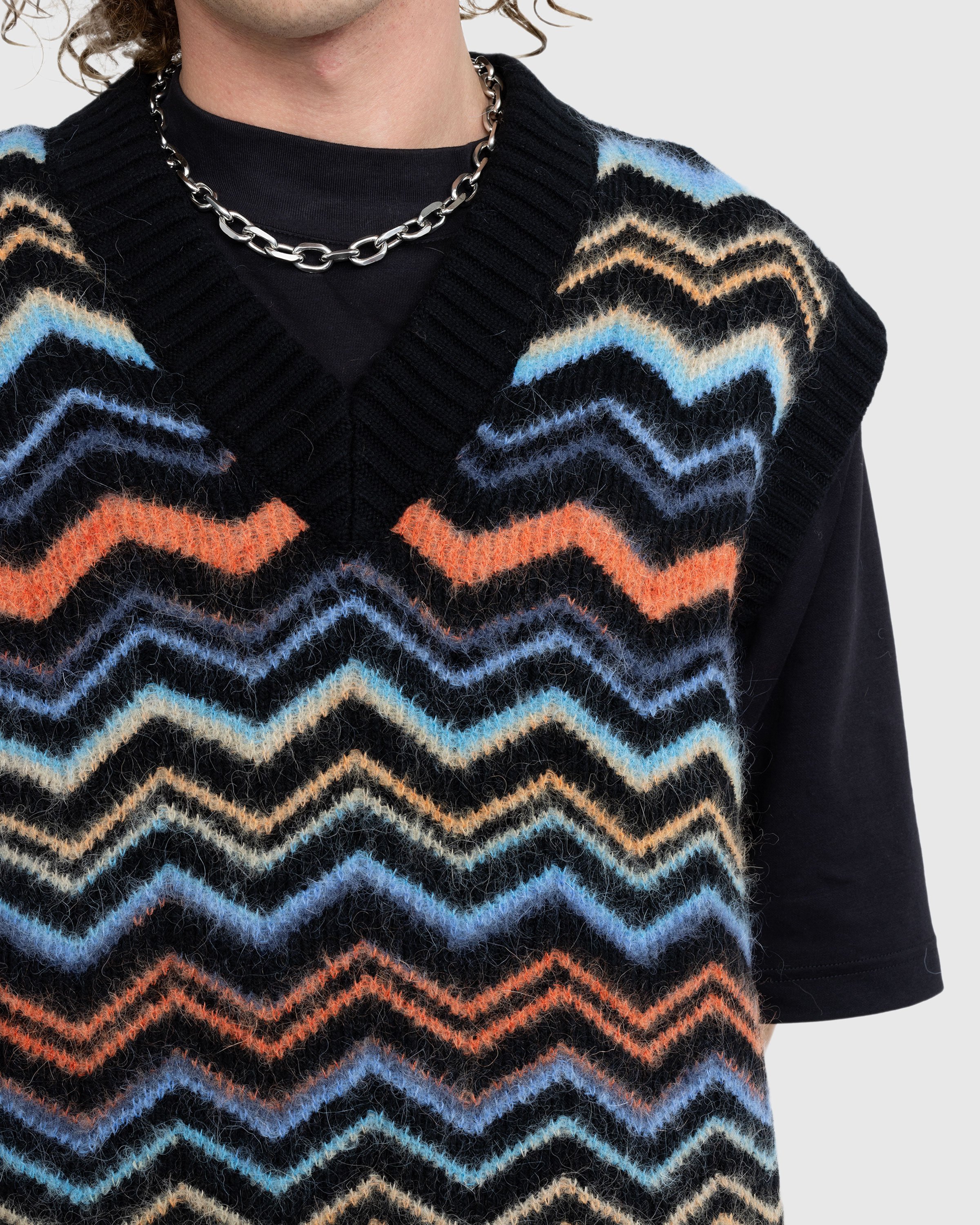Missoni - Zig Zag Knit Vest Black/Orange/Light Blue - Clothing - Multi - Image 4