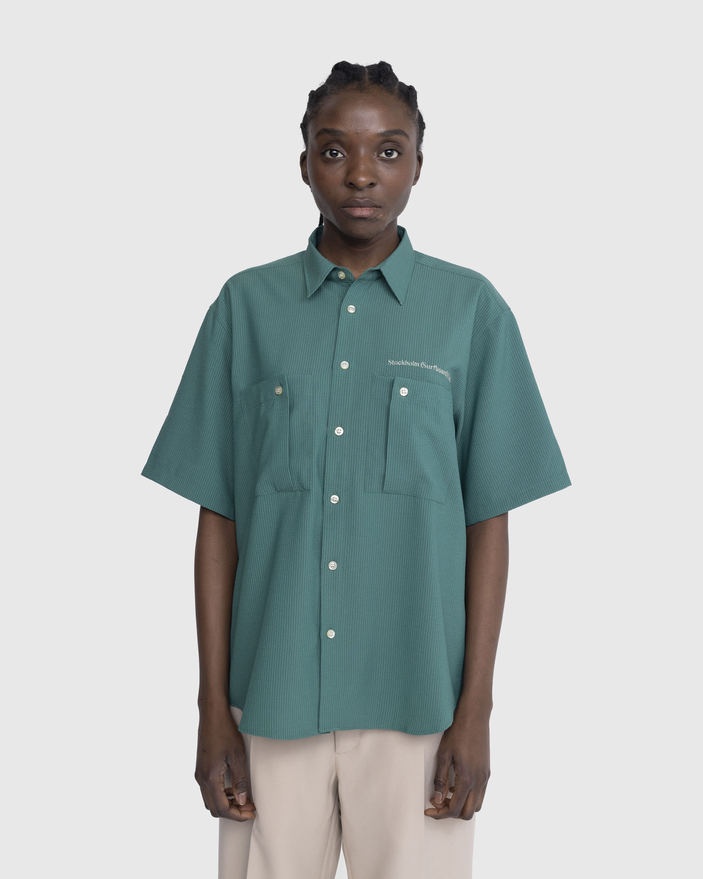 Stockholm Surfboard Club - Seersucker Button-Up Shirt Pear - Clothing - Green - Image 2