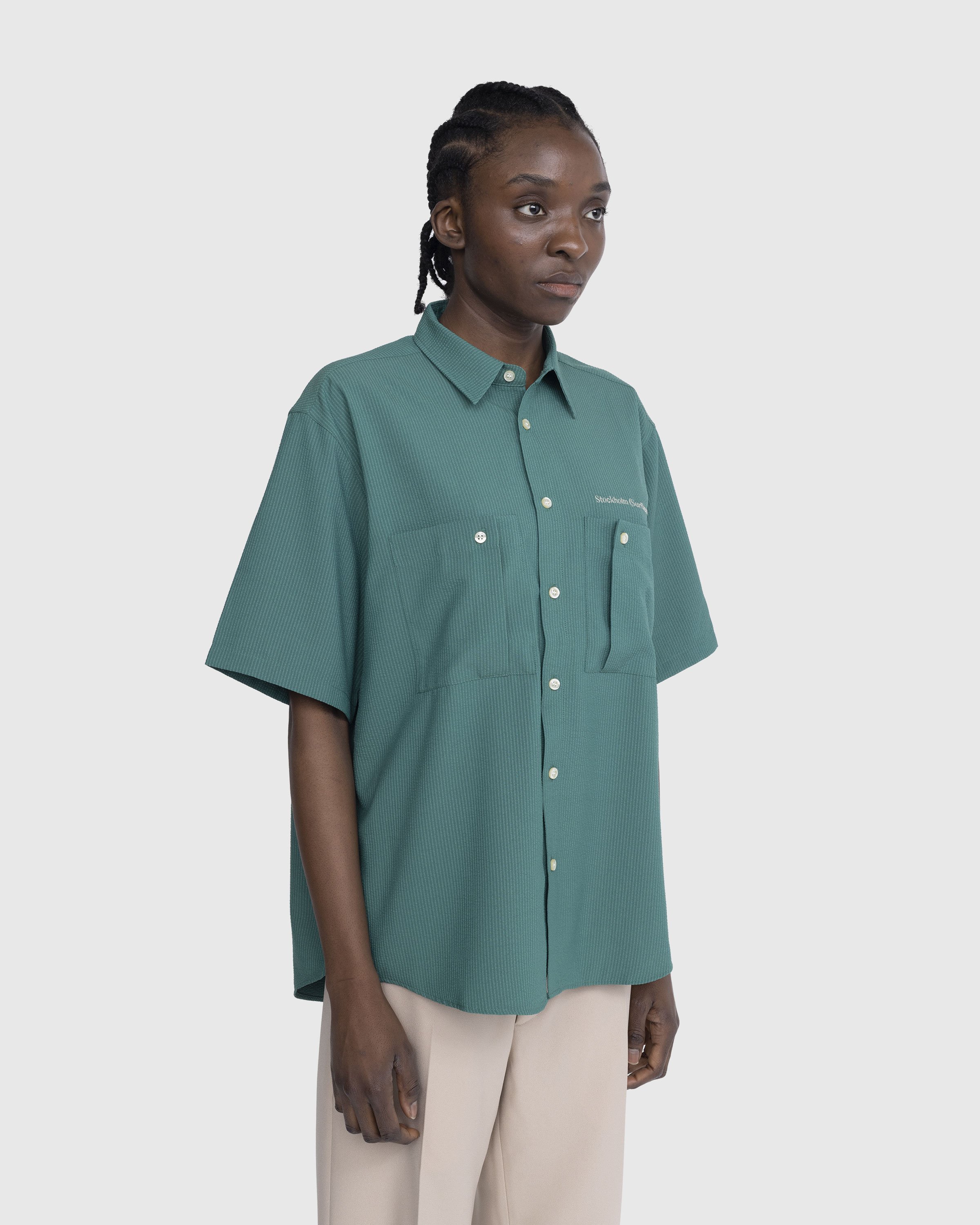 Stockholm Surfboard Club - Seersucker Button-Up Shirt Pear - Clothing - Green - Image 4