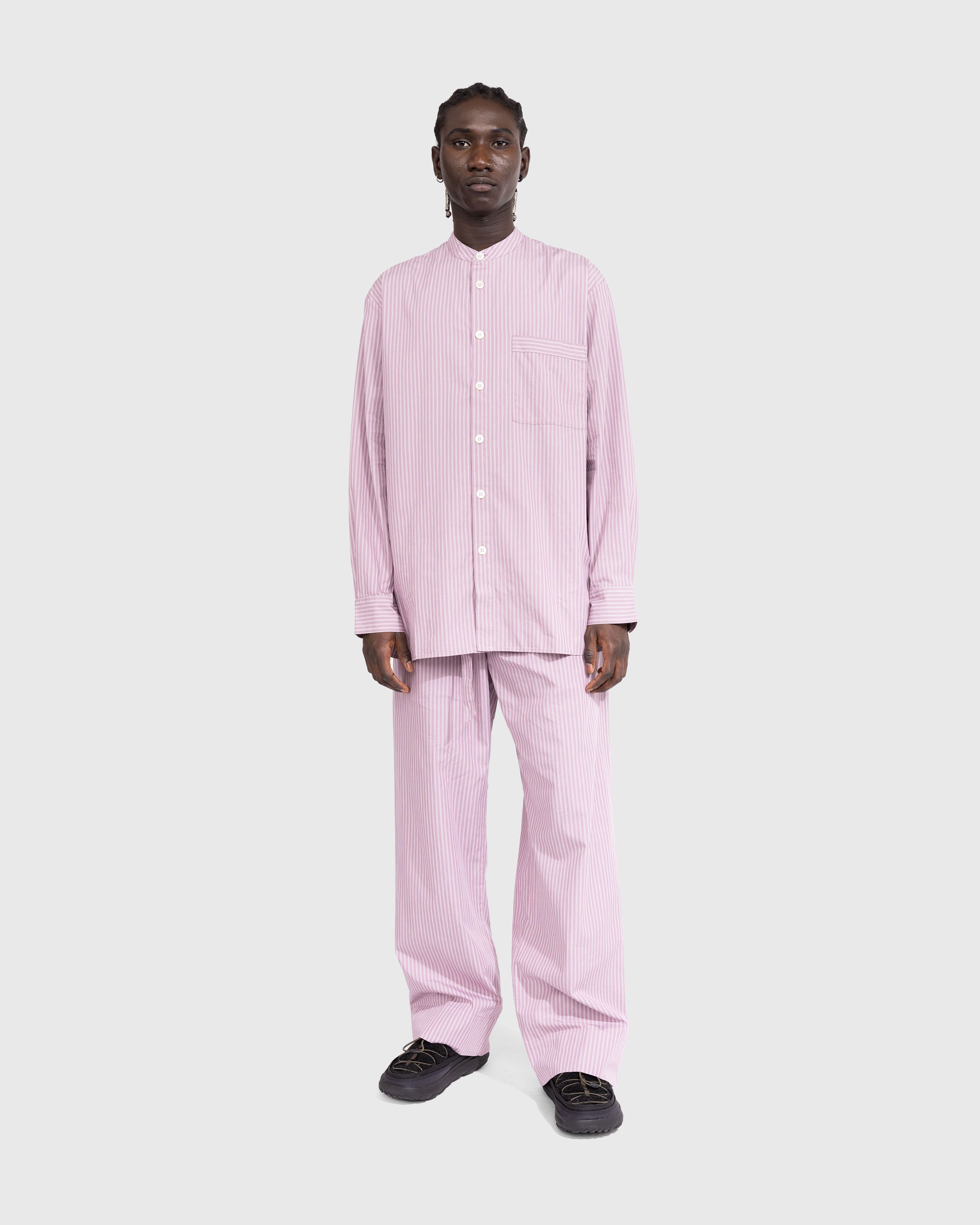 Birkenstock x Tekla - Poplin Pyjama Shirt Mauve Stripes - Clothing - Purple - Image 4