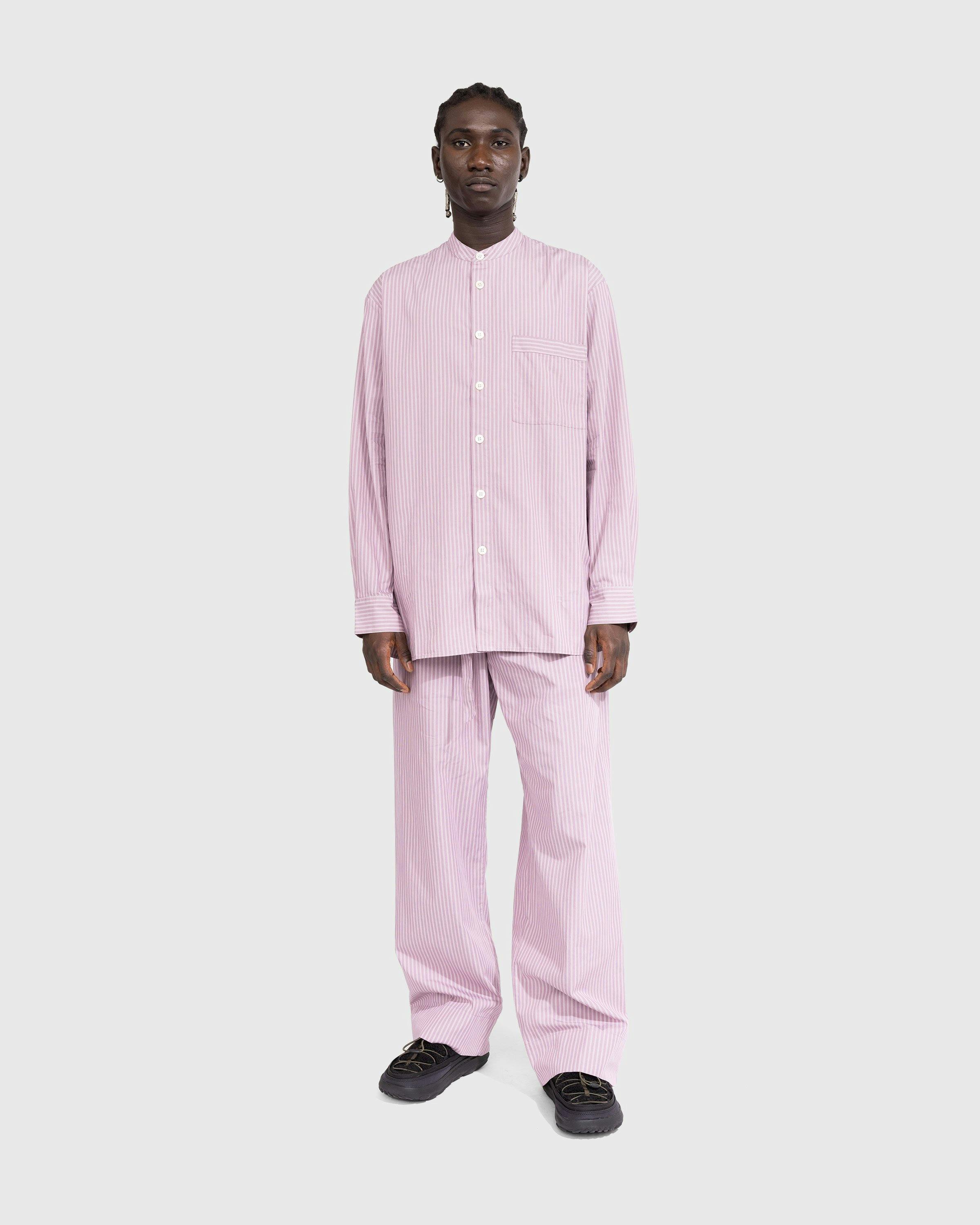 Birkenstock x Tekla - Poplin Pyjama Pants Mauve Stripes - Clothing - Purple - Image 4