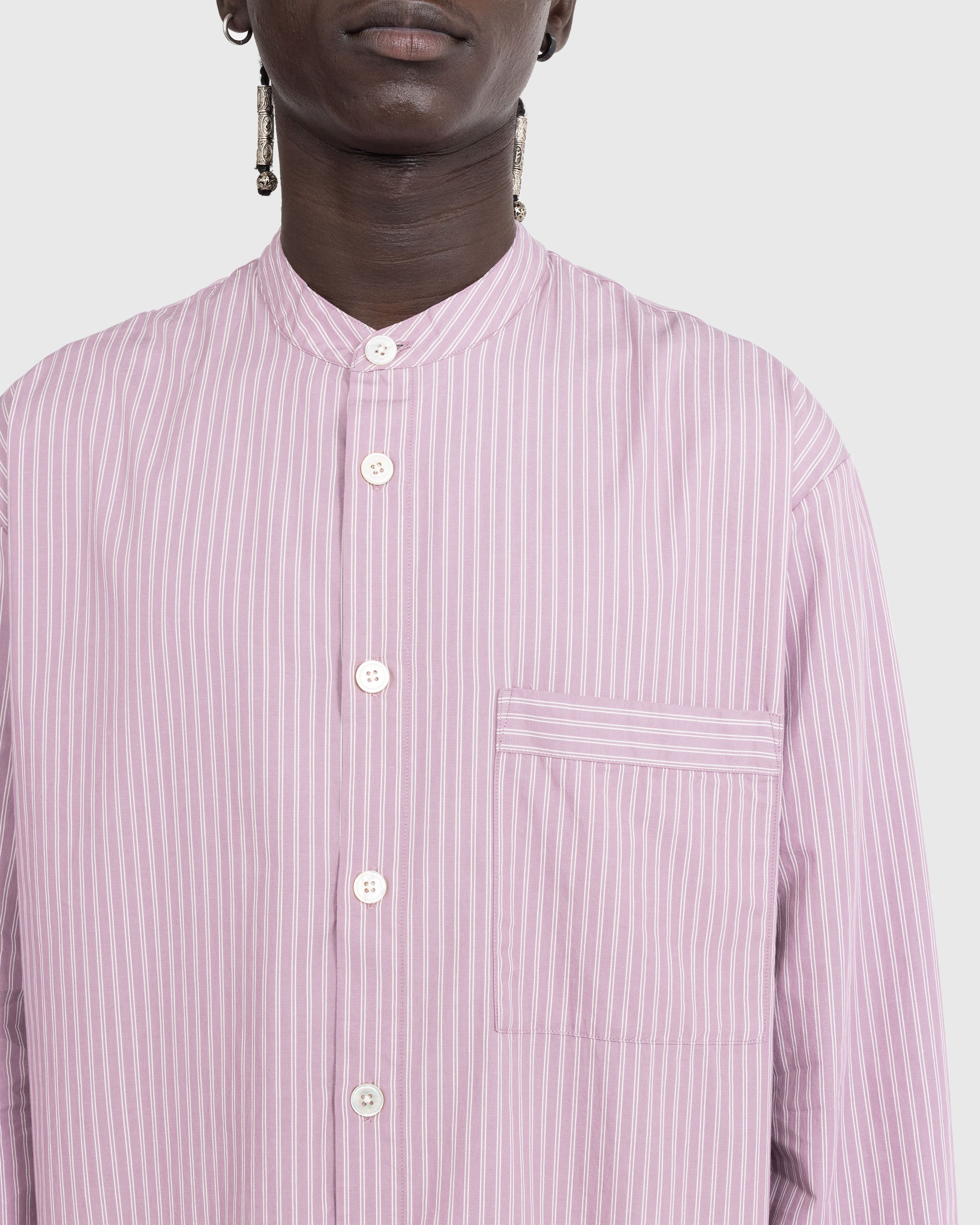 Birkenstock x Tekla - Poplin Pyjama Shirt Mauve Stripes - Clothing - Purple - Image 5