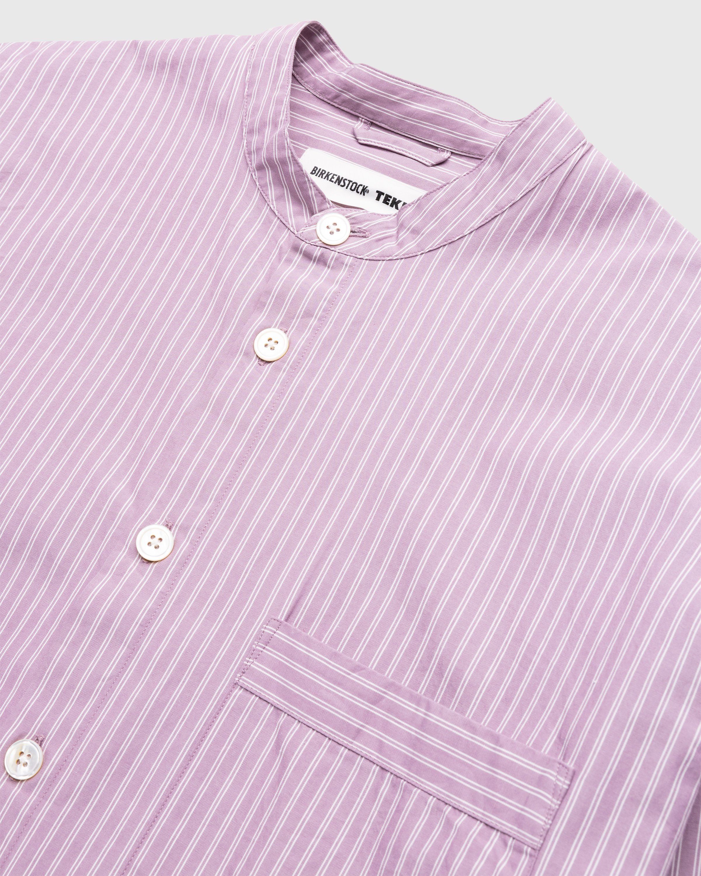 Birkenstock x Tekla - Poplin Pyjama Shirt Mauve Stripes - Clothing - Purple - Image 6