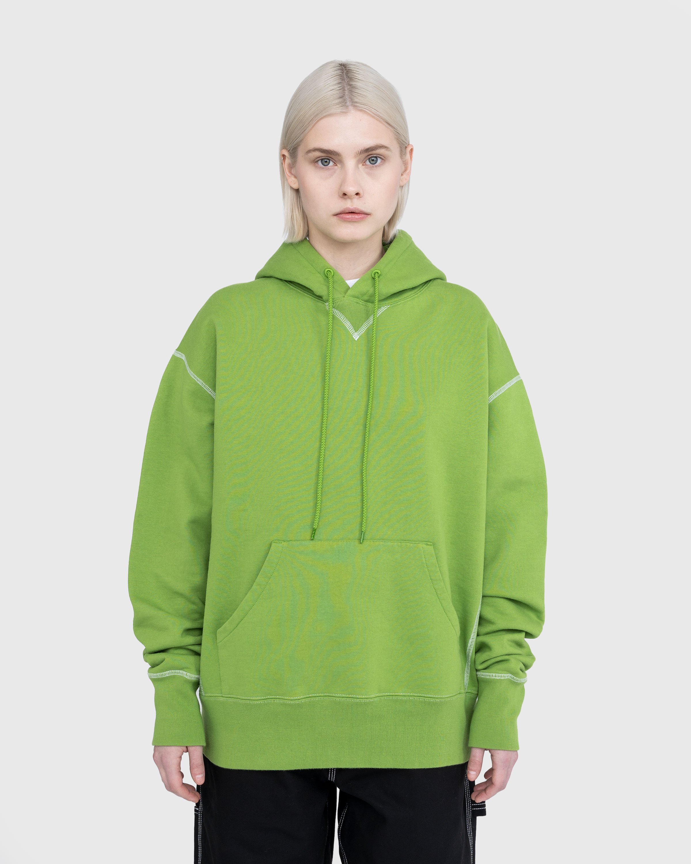 Highsnobiety - Contrast Stitch Fleece Hoodie Green - Clothing - Green - Image 2