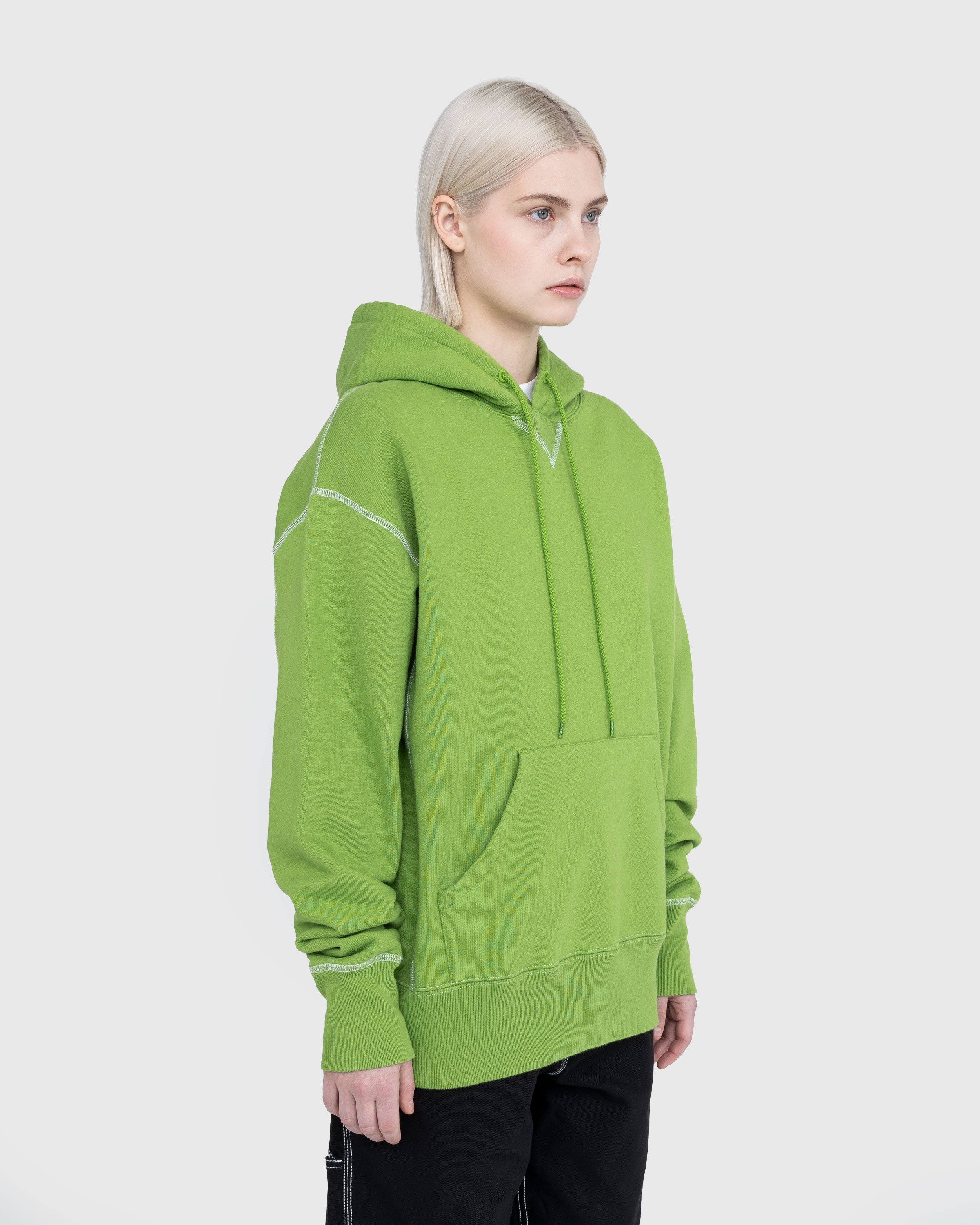 Highsnobiety - Contrast Stitch Fleece Hoodie Green - Clothing - Green - Image 4