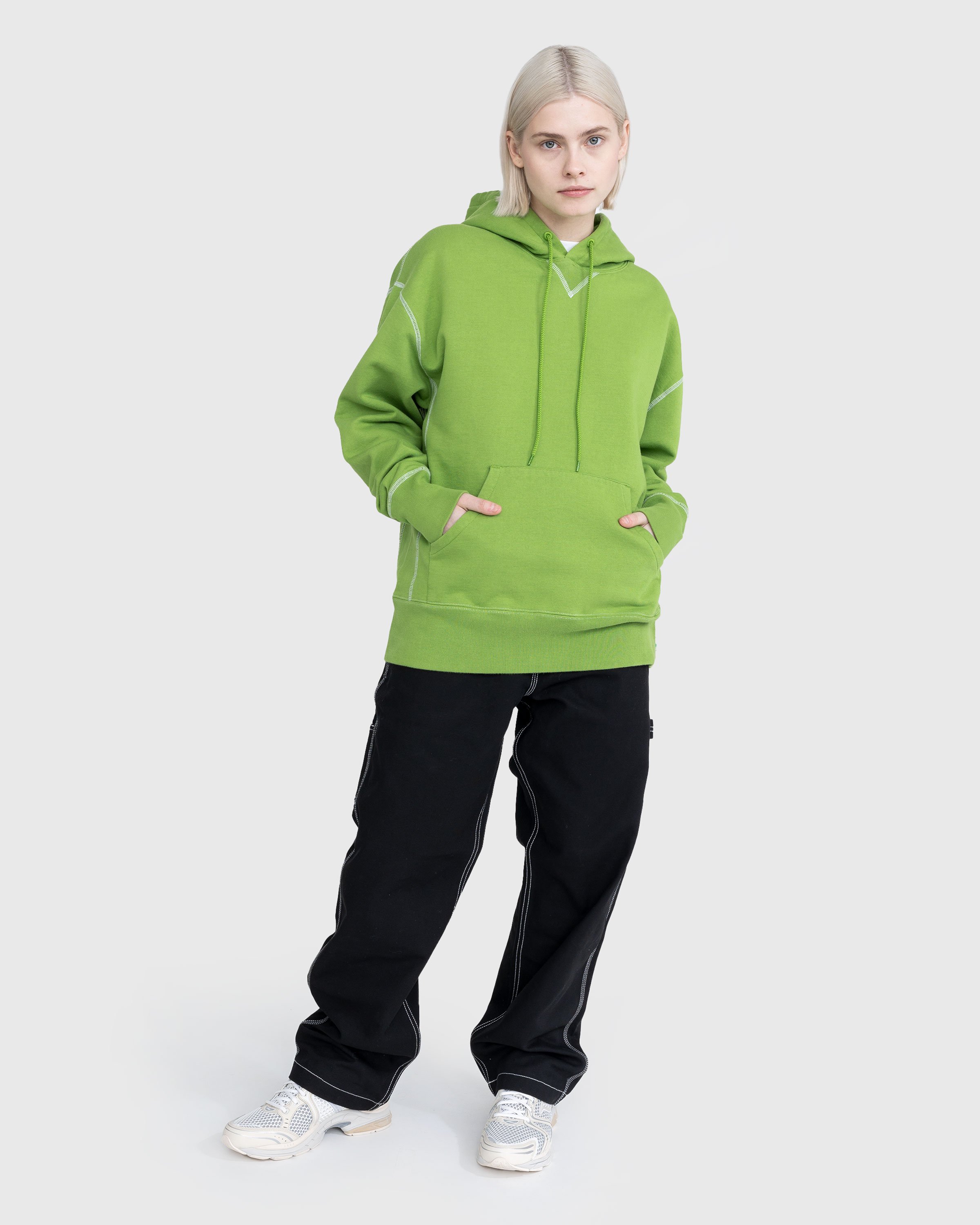 Highsnobiety - Contrast Stitch Fleece Hoodie Green - Clothing - Green - Image 5